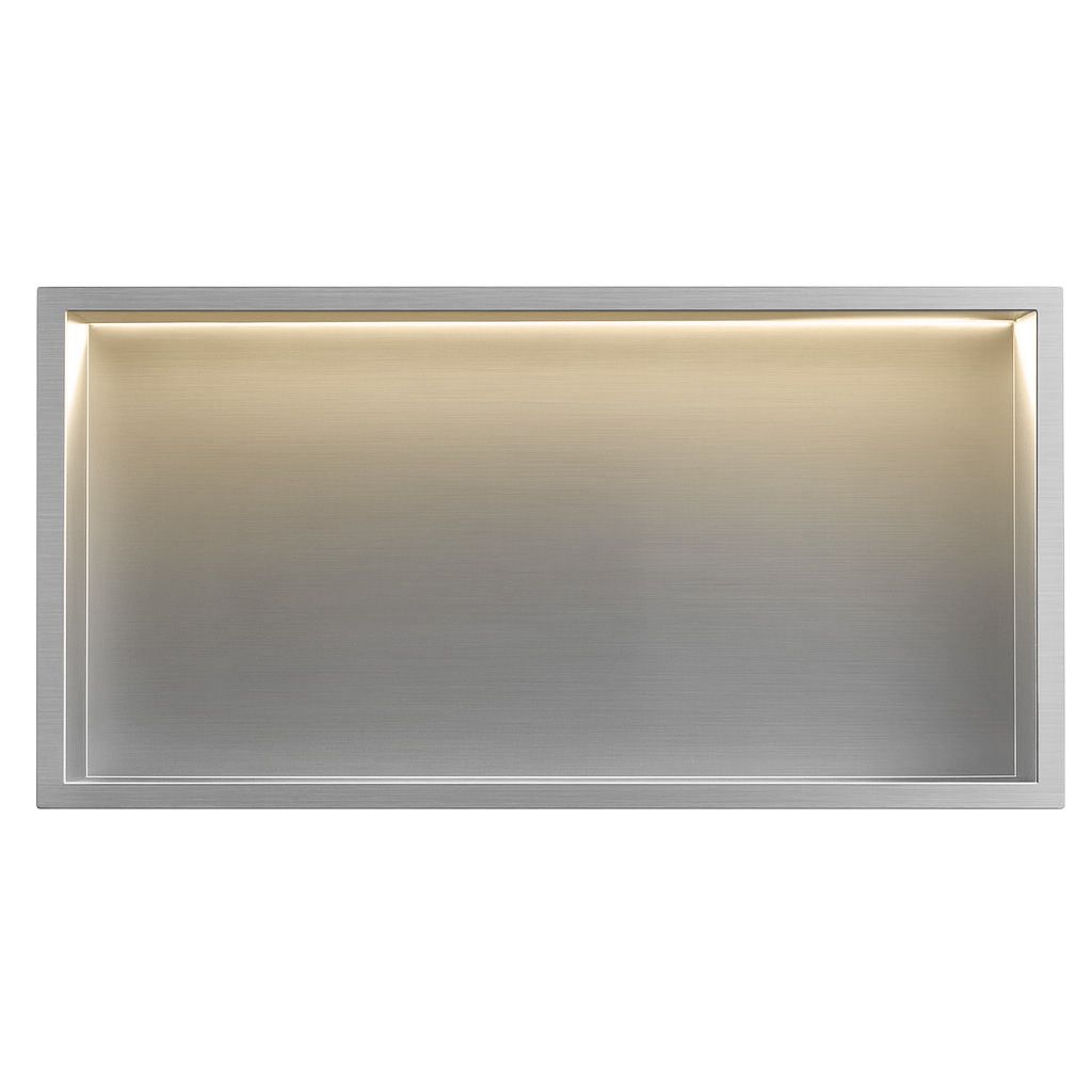 Rea, LED polička na zapustenie 60x30x10 cm, 12W, 3000K, brúsená oceľ, REA-08544