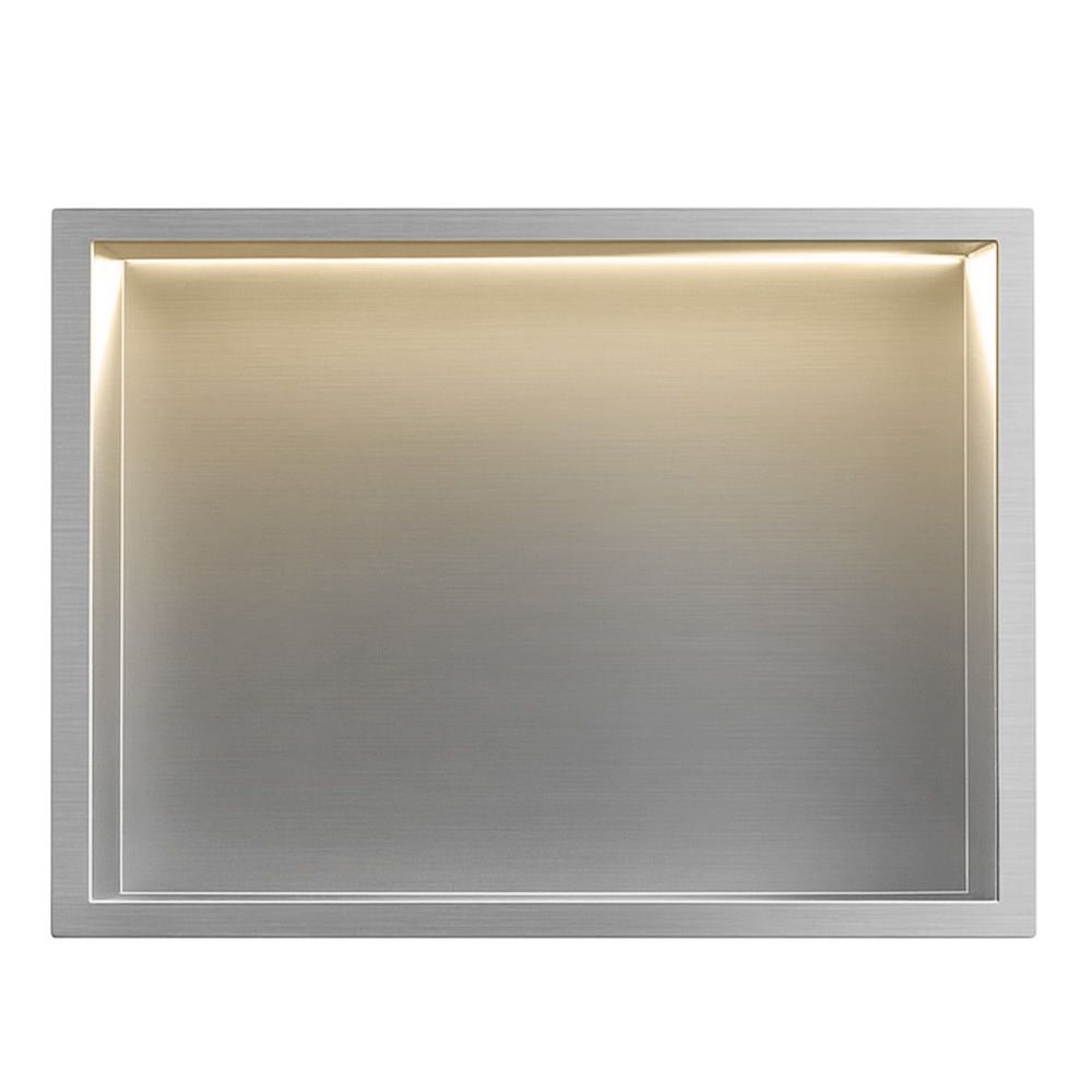 Rea, LED polička na zapustenie 45x30x10 cm, 12W, 3000K, brúsená oceľ, REA-08547