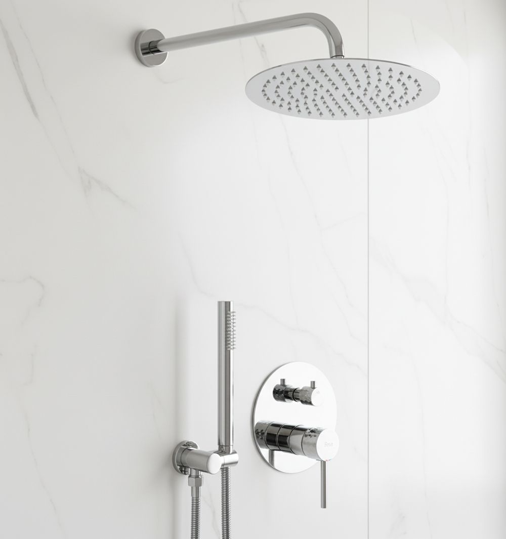 Rea Lungo Diamond, podomietkový sprchový set s dažďovou hlavovou a ručnou sprchou, chrómová, REA-P6963