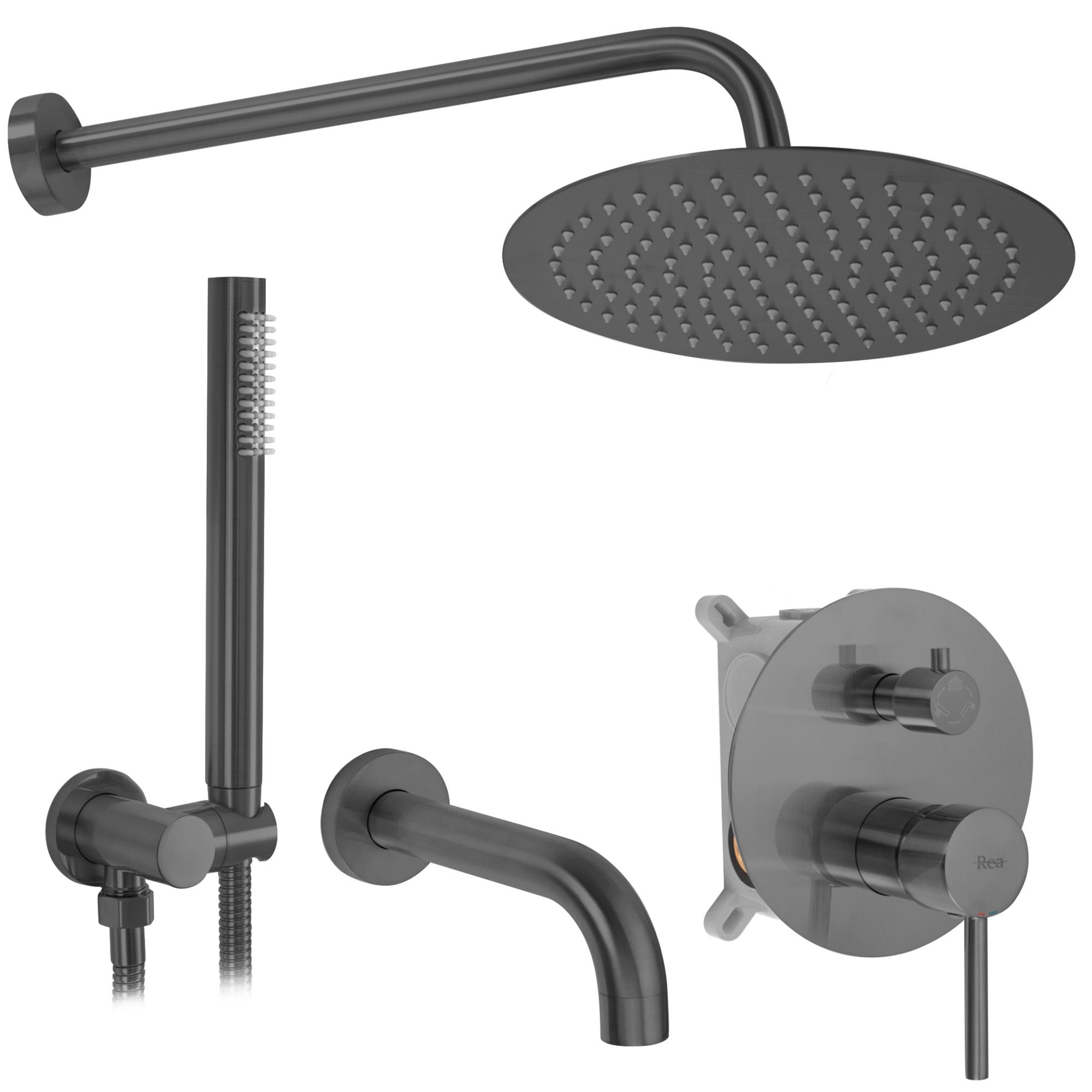 Rea Lungo, podomietkový vaňovo-sprchový set + BOX, grafitová, REA-P6380