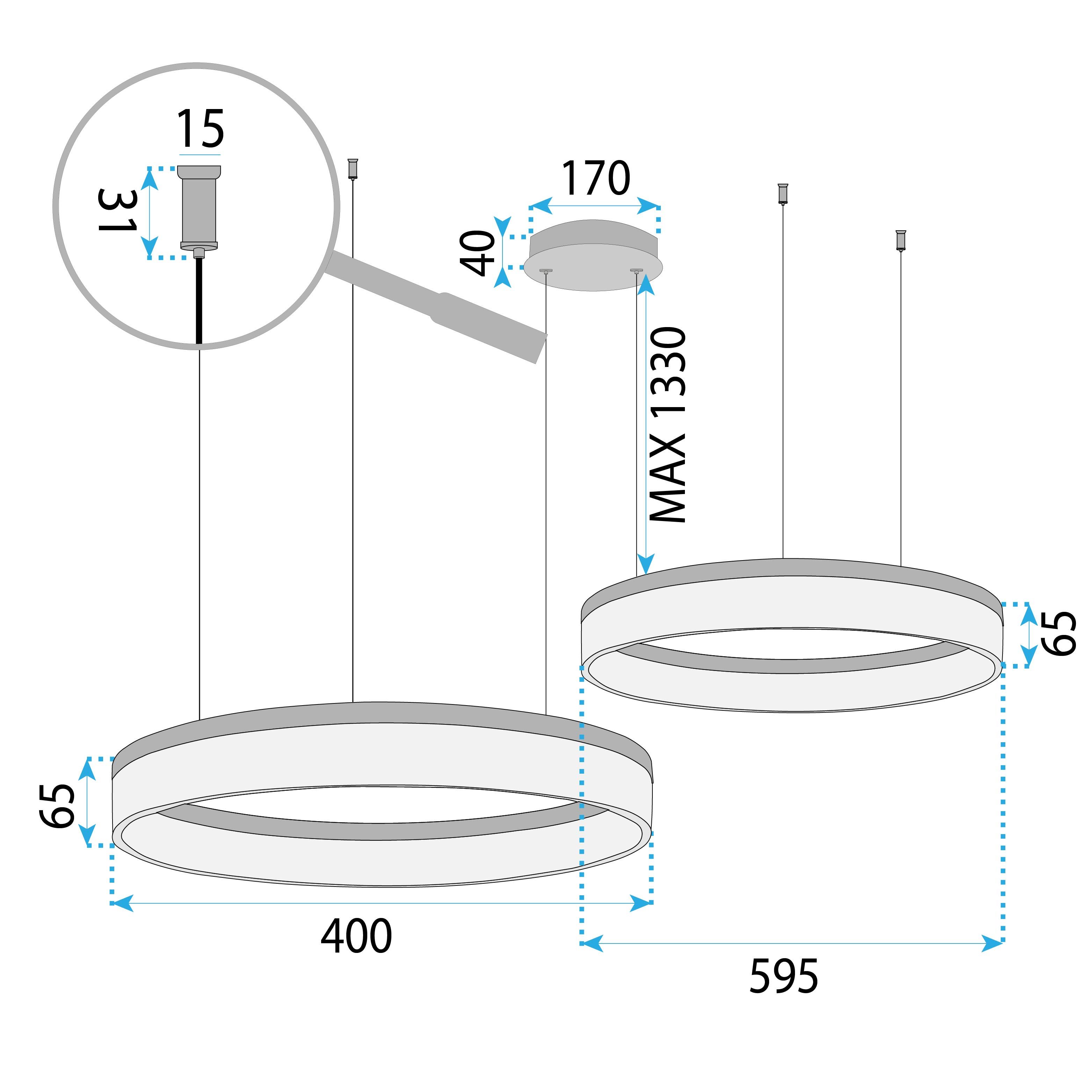 Toolight, LED závesné osvetlenie, 60W, 3000K, 3500lm, LHJ048-CP2, zlatá, OSW-50023