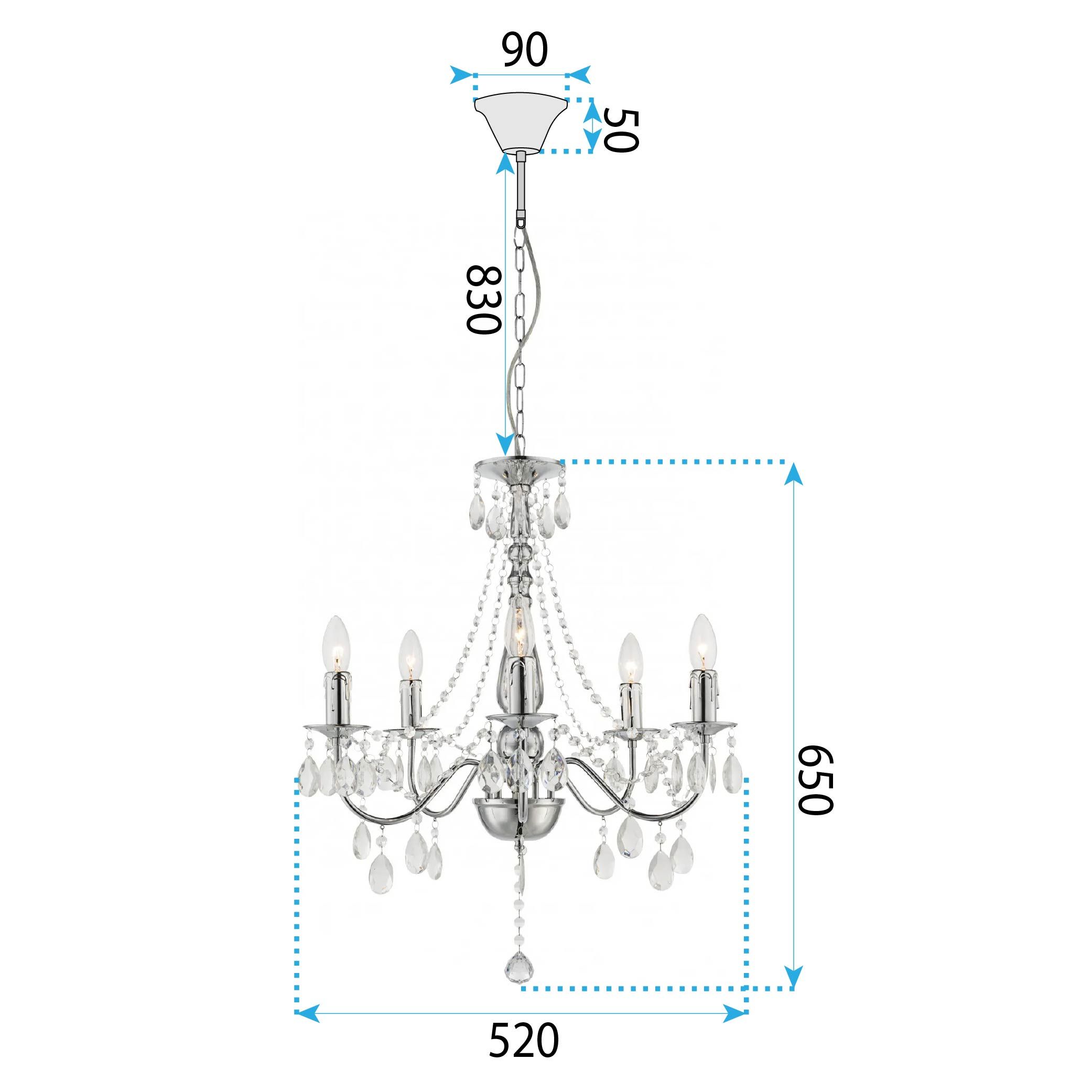 Toolight, stropné svietidlo 5xE14, EBT014-5CP, chróm, OSW-01249