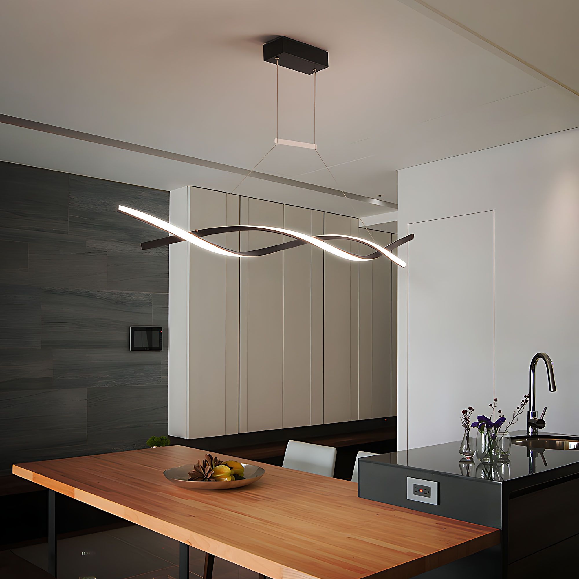Toolight, LED závesné osvetlenie 120cm, 46W, 3000K, 2000lm, LHJ020-CP, čierna, OSW-50046