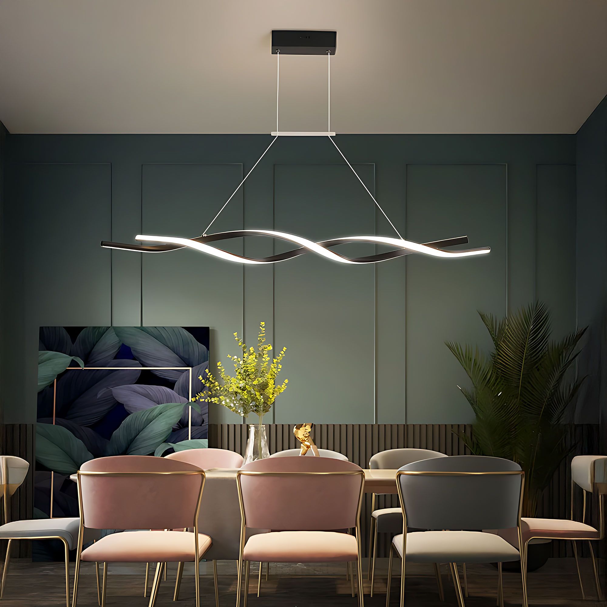 Toolight, LED závesné osvetlenie 120cm, 46W, 3000K, 2000lm, LHJ020-CP, čierna, OSW-50046