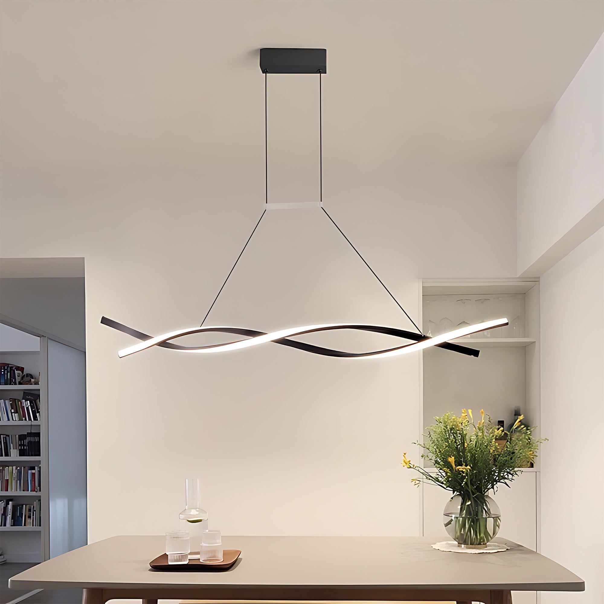 Toolight, LED závesné osvetlenie 120cm, 46W, 3000K, 2000lm, LHJ020-CP, čierna, OSW-50046