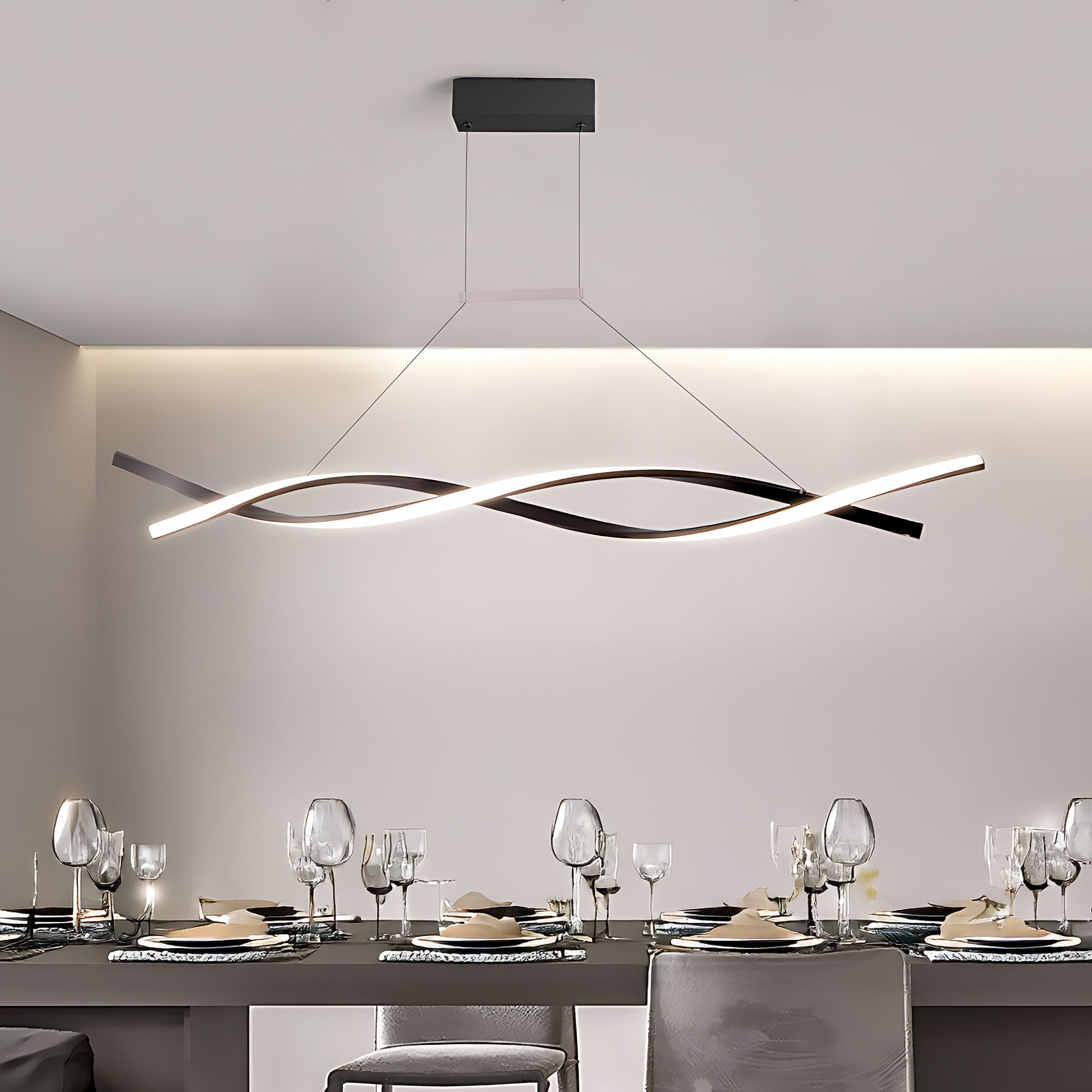 Toolight, LED závesné osvetlenie 120cm, 46W, 3000K, 2000lm, LHJ020-CP, čierna, OSW-50046