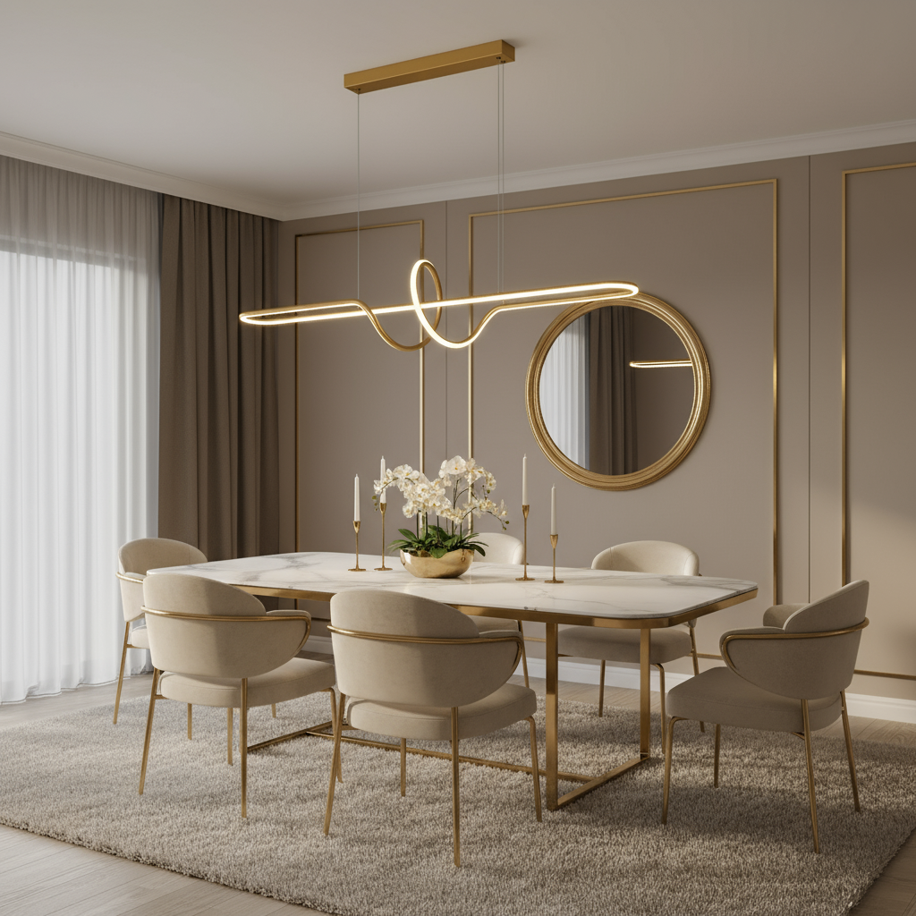 Toolight, LED závesné osvetlenie 118cm, 36W, 3000K, 3500lm, LHJ038-CP, zlatá matná, OSW-50049