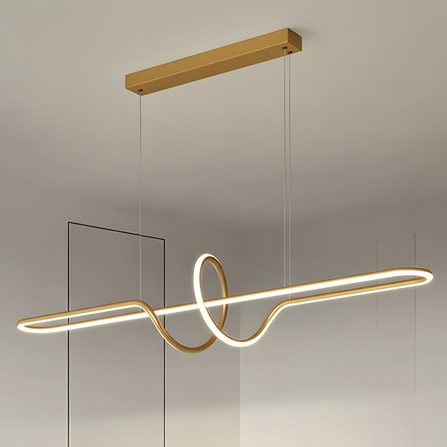 Toolight, LED závesné osvetlenie 118cm, 36W, 3000K, 3500lm, LHJ038-CP, zlatá matná, OSW-50049