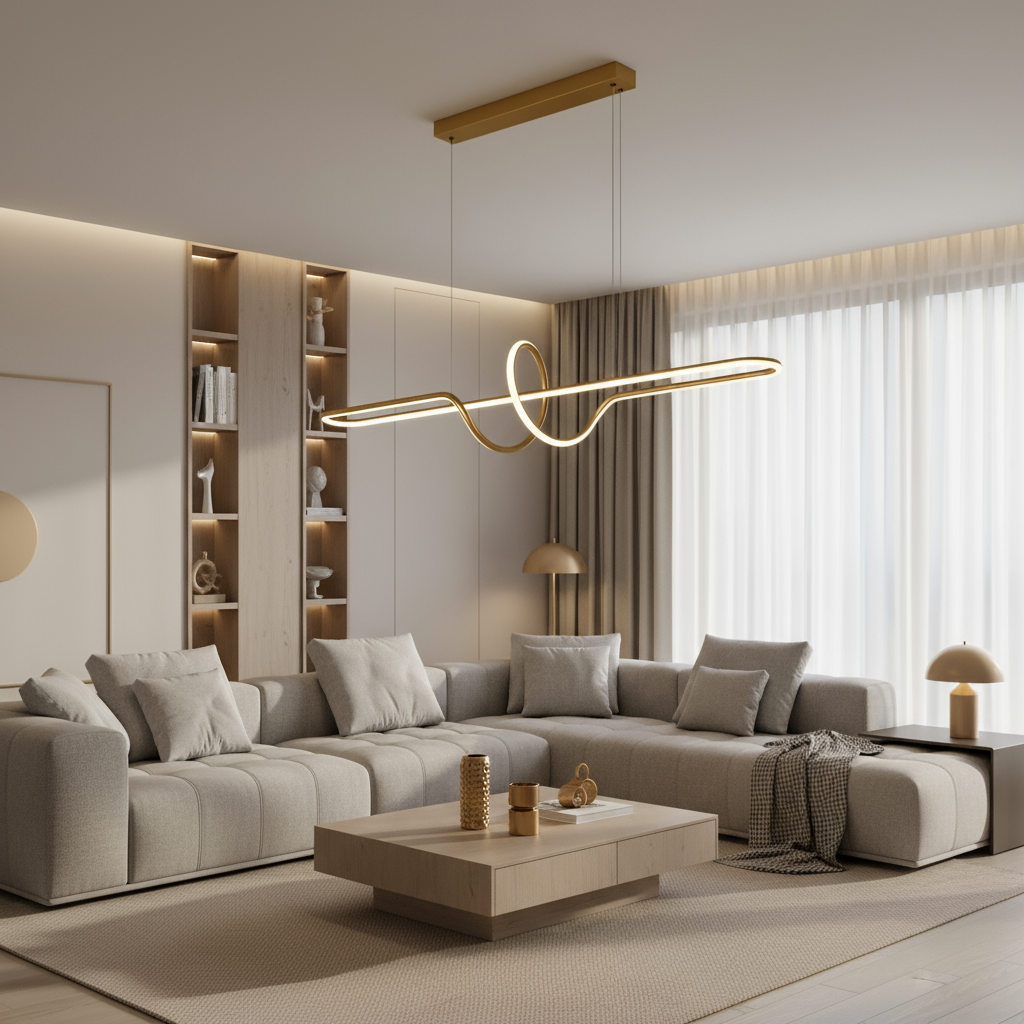 Toolight, LED závesné osvetlenie 118cm, 36W, 3000K, 3500lm, LHJ038-CP, zlatá matná, OSW-50049