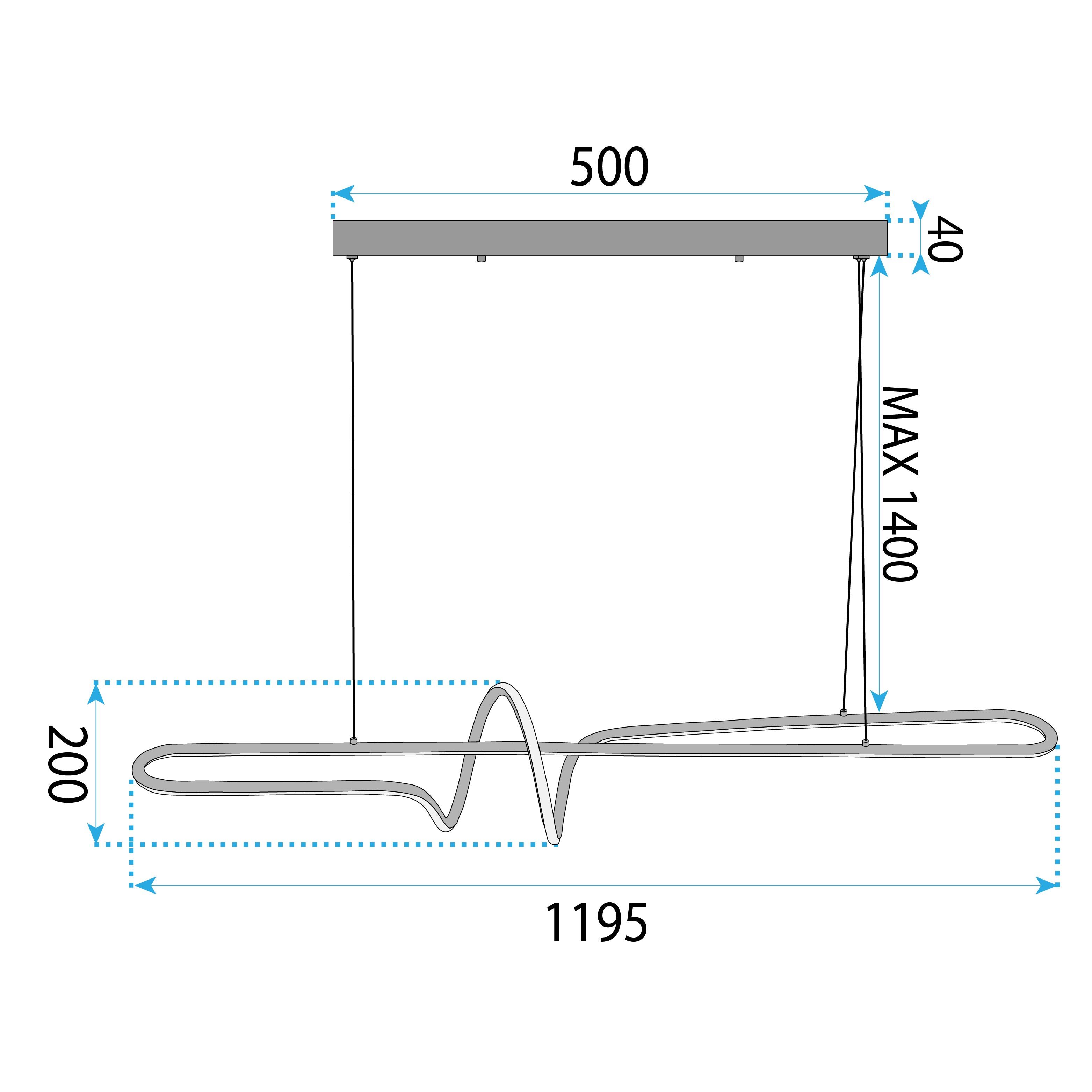 Toolight, LED závesné osvetlenie 118cm, 36W, 3000K, 3500lm, LHJ038-CP, zlatá matná, OSW-50049