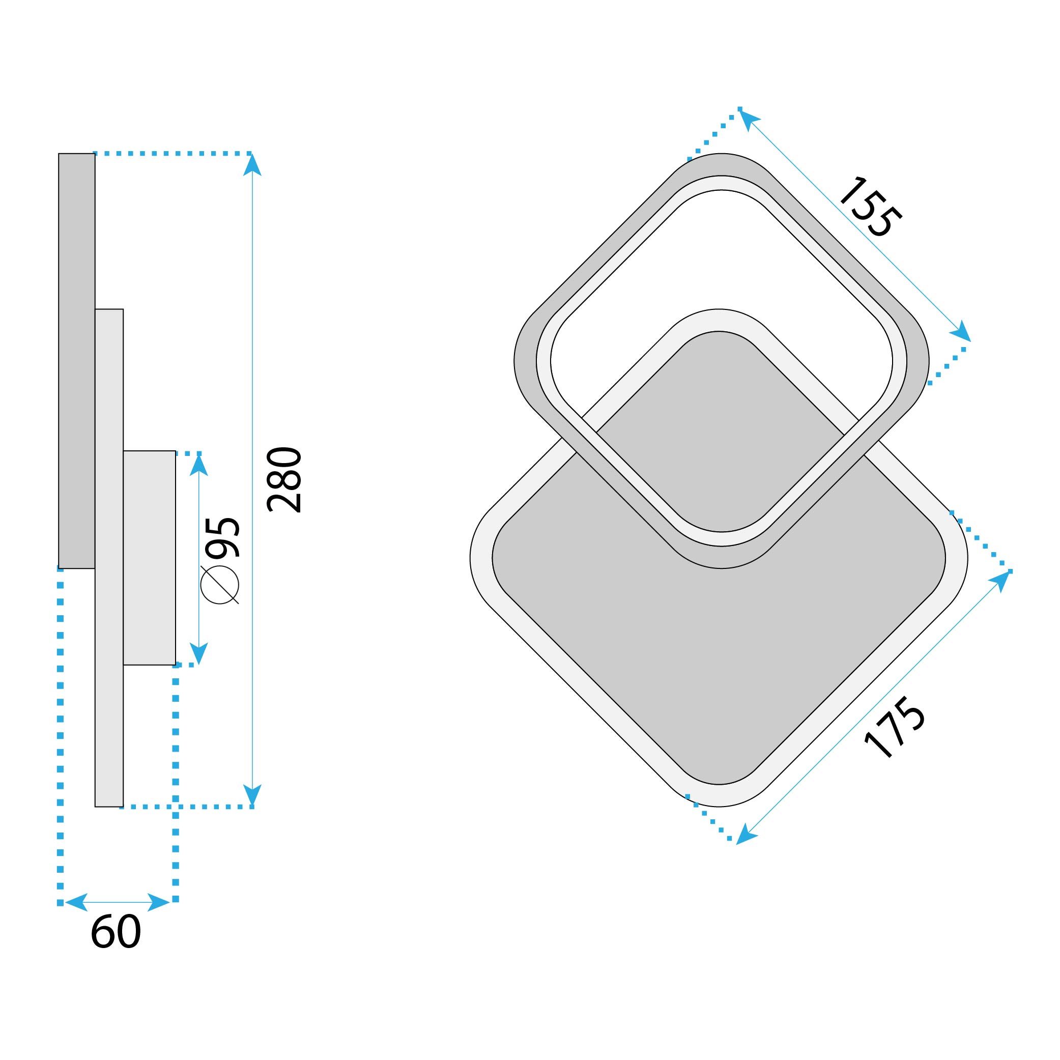 Toolight, LED nástenné svietidlo 18W, 3000K, 500lm, LHJ080-W, biela, OSW-50056