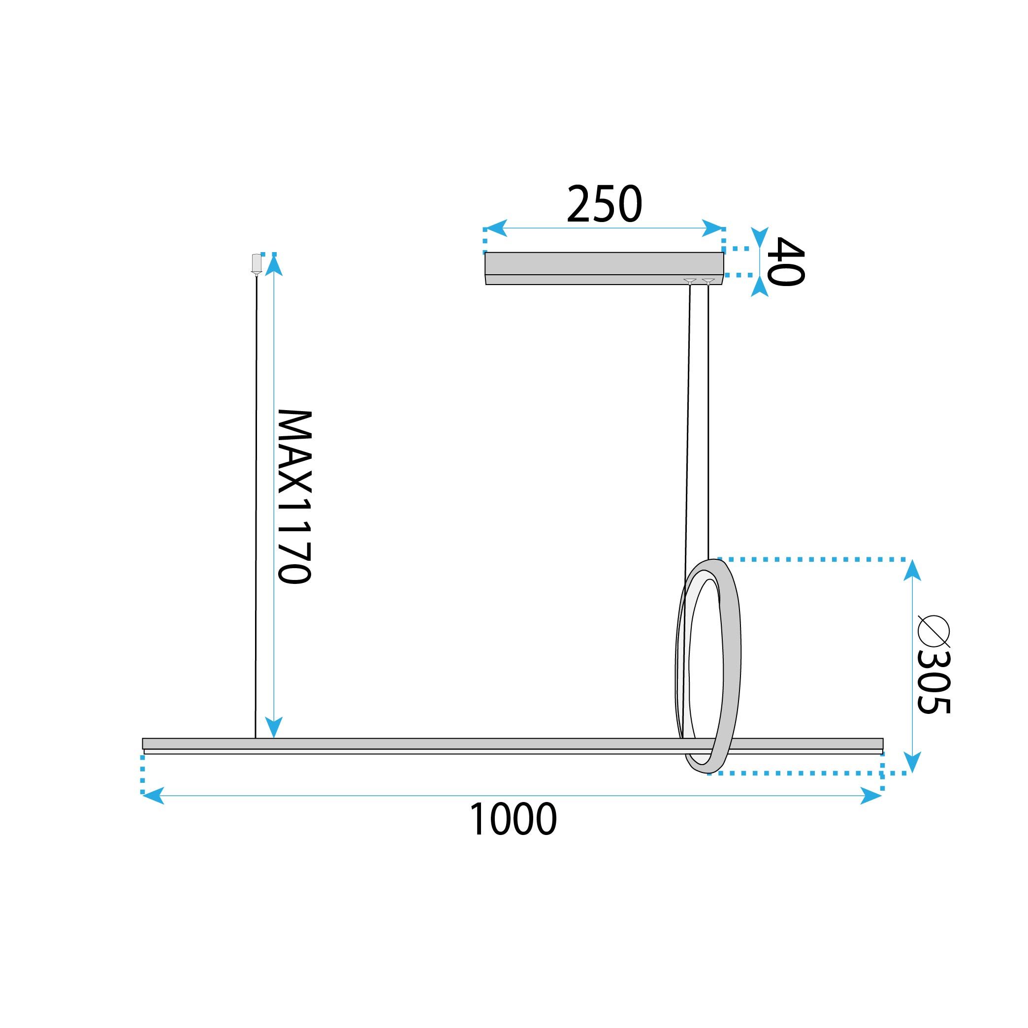 Toolight, LED závesné osvetlenie 100cm, 25W, 3000K, 2000lm, LHJ111-CP C, zlatá matná, OSW-50071