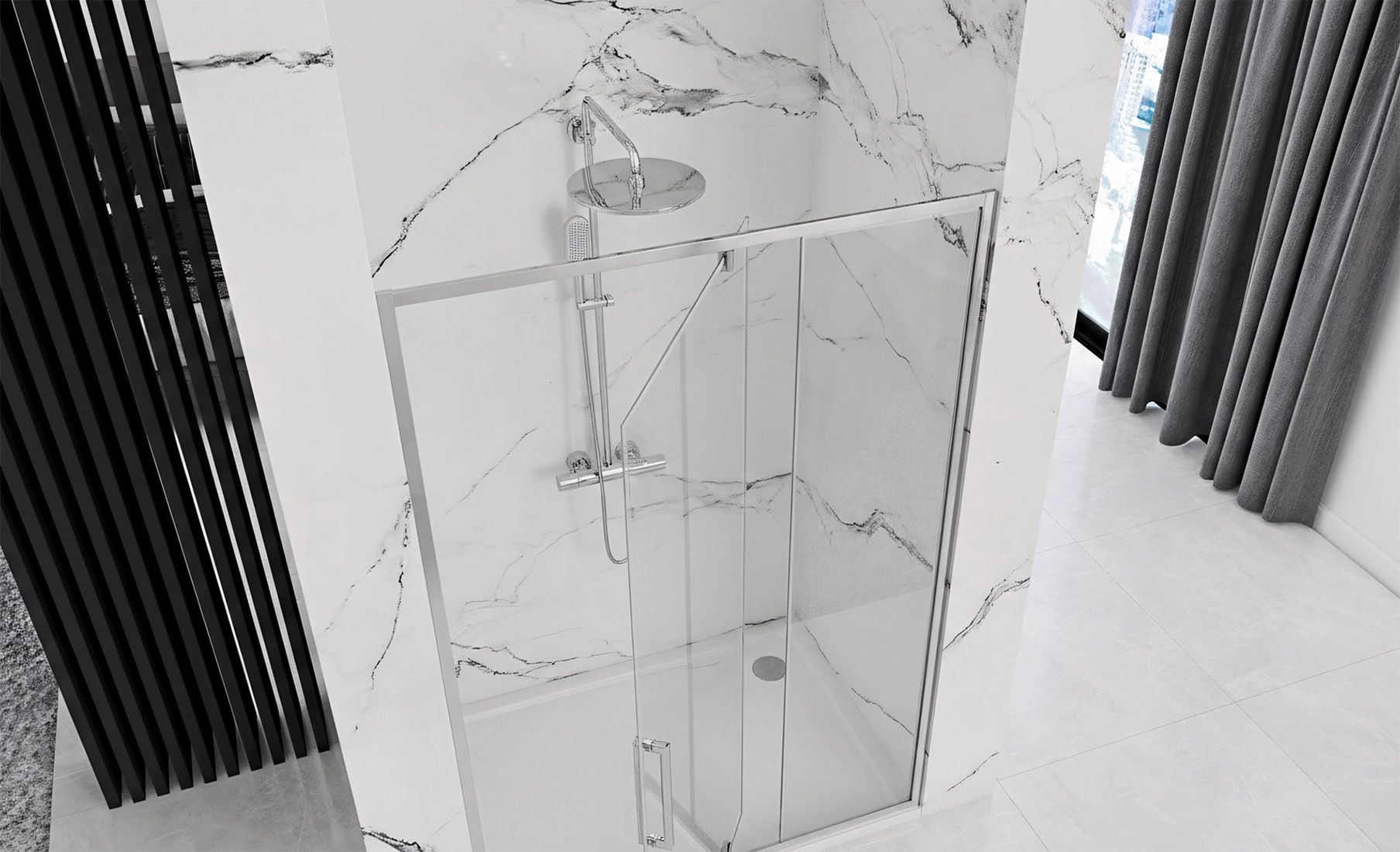 Rea Rapid Swing, 1-krídlové sprchové dvere 120 x 195 cm, 6mm číre sklo, chrómový profil, REA-K5456
