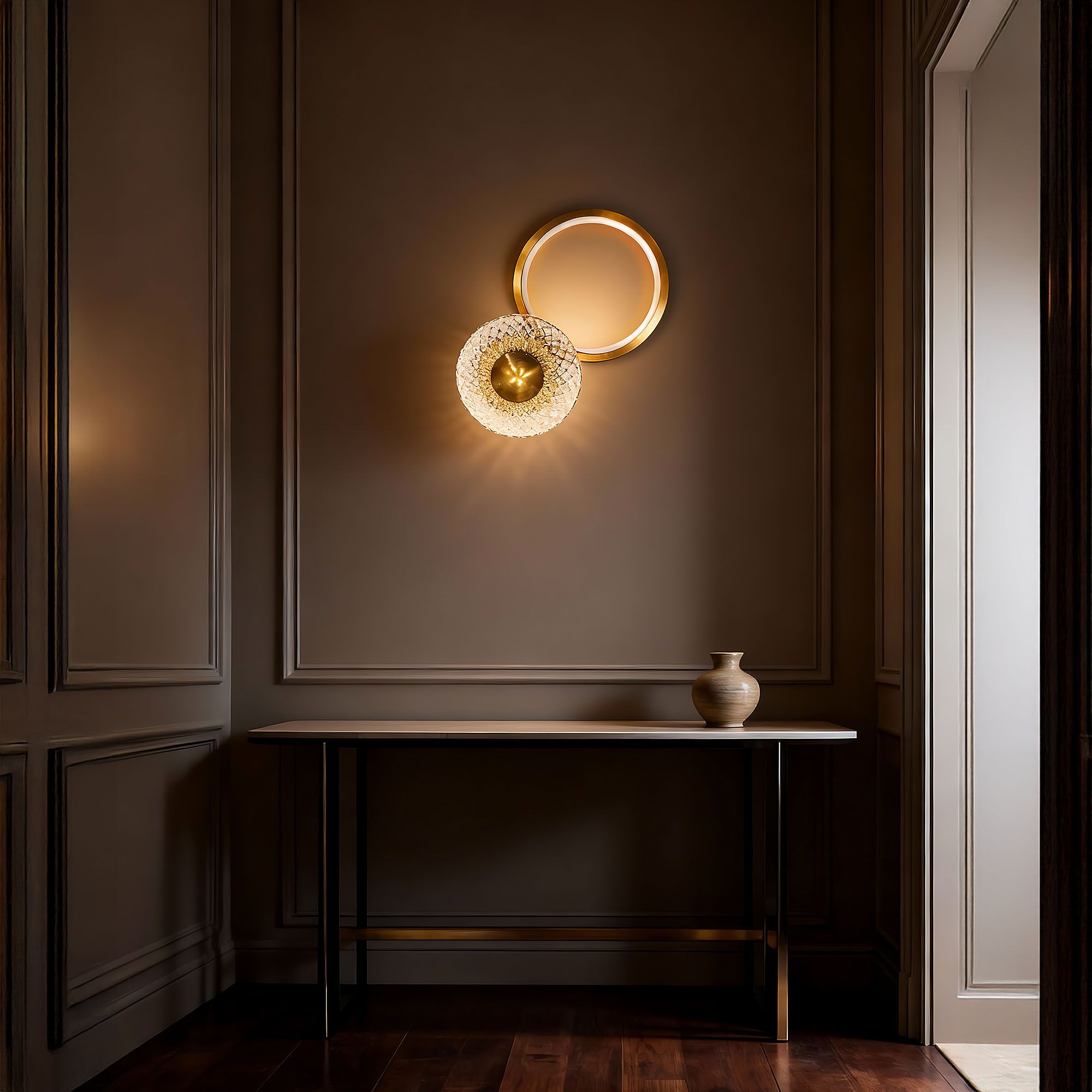 Toolight, LED nástenné svietidlo 12W, 3000K, 500lm, LHJ071-W, zlatá matná, OSW-50054