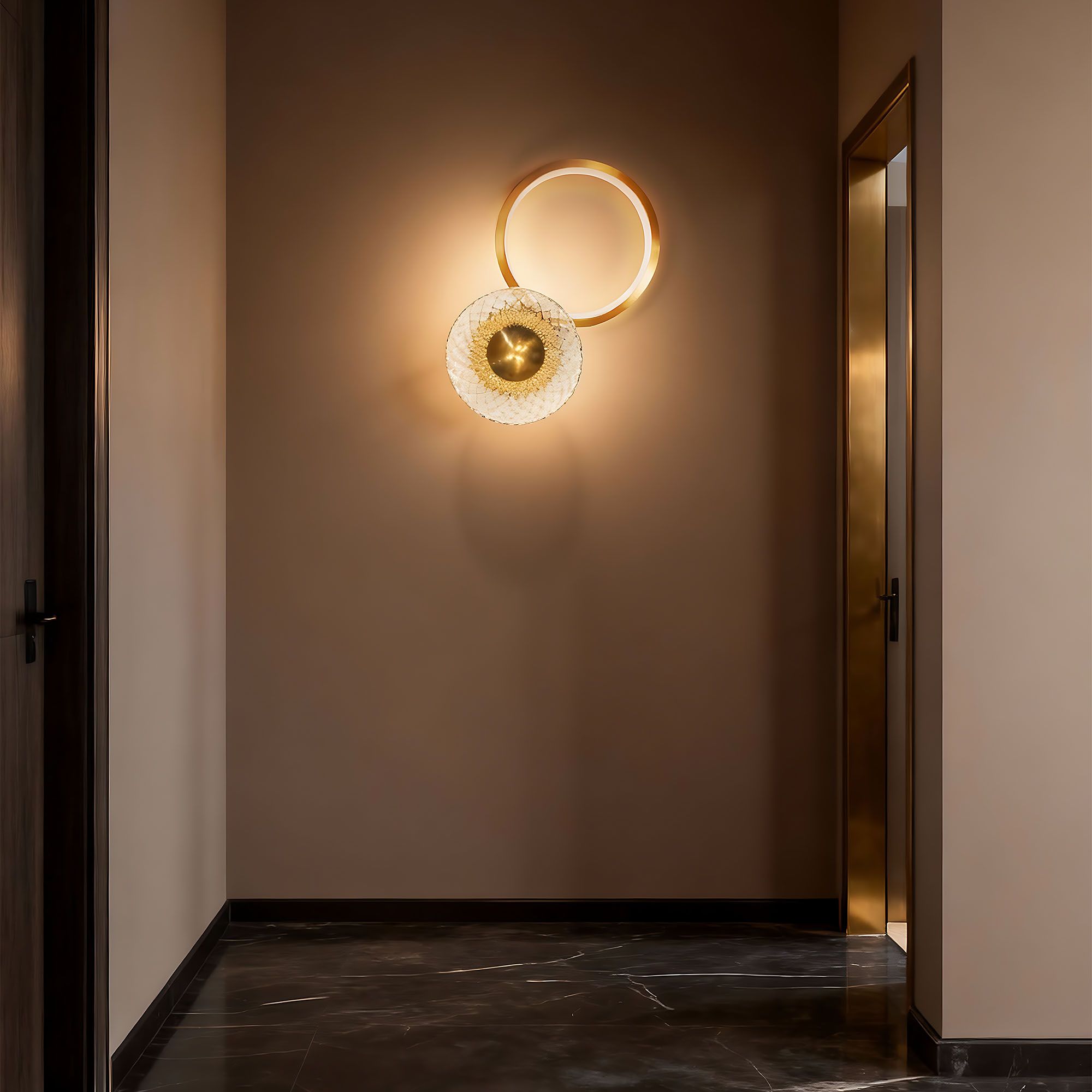 Toolight, LED nástenné svietidlo 12W, 3000K, 500lm, LHJ071-W, zlatá matná, OSW-50054