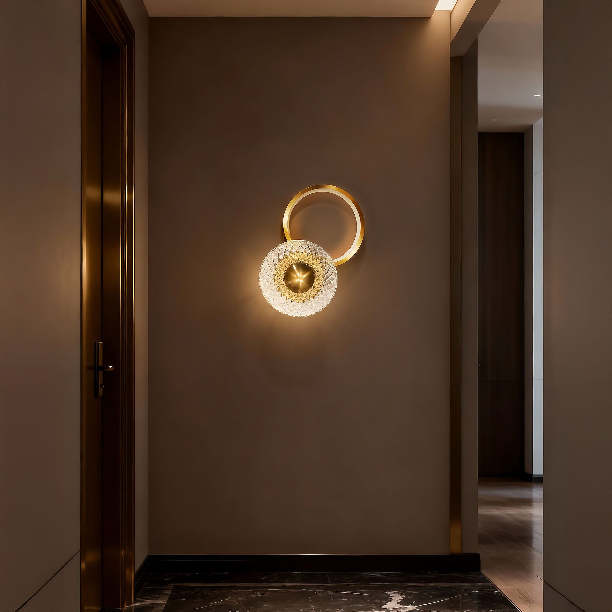 Toolight, LED nástenné svietidlo 12W, 3000K, 500lm, LHJ071-W, zlatá matná, OSW-50054