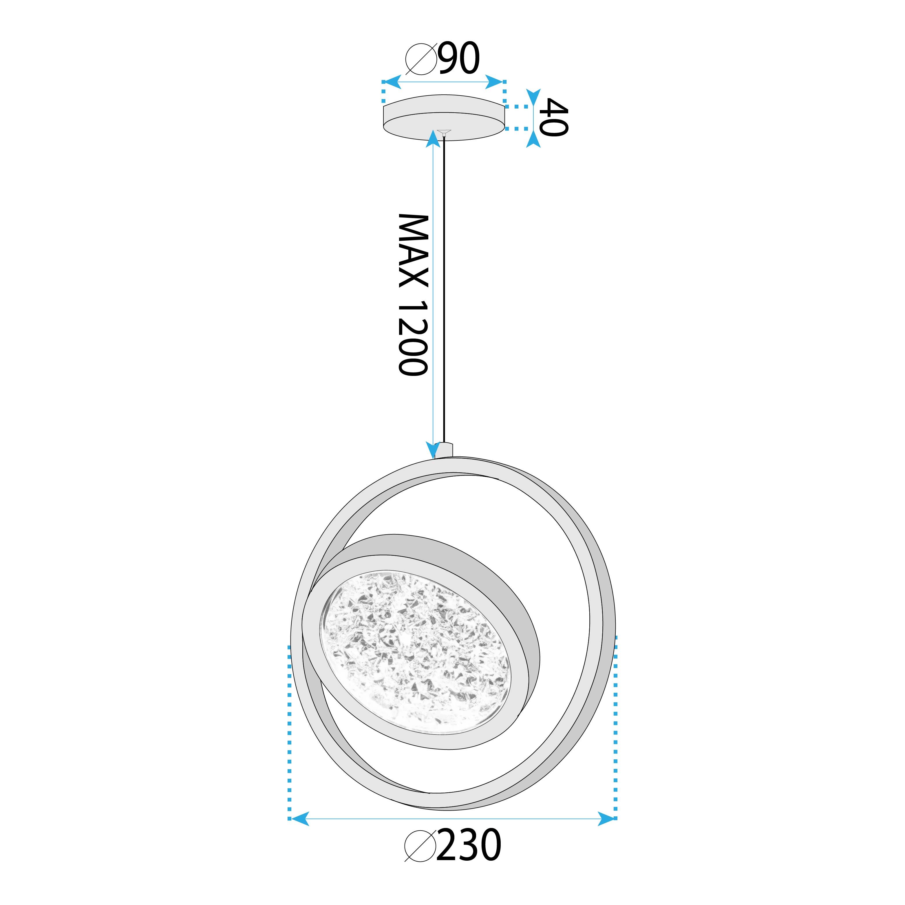 Toolight, krištáľové závesné svietidlo 8W, 3000K, 500lm, LHJ106-1CP, ružové zlato, OSW-50070