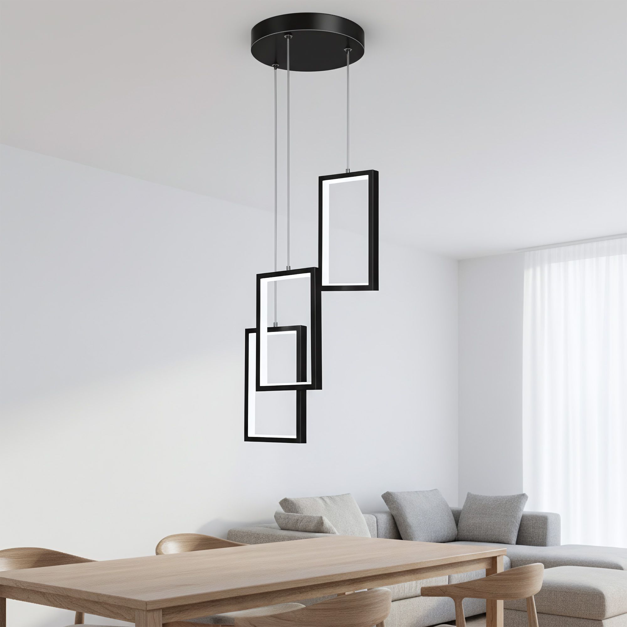 Toolight, LED závesné osvetlenie 18W, 3000K, 1500lm, LHJ087-3CP, čierna, OSW-50062