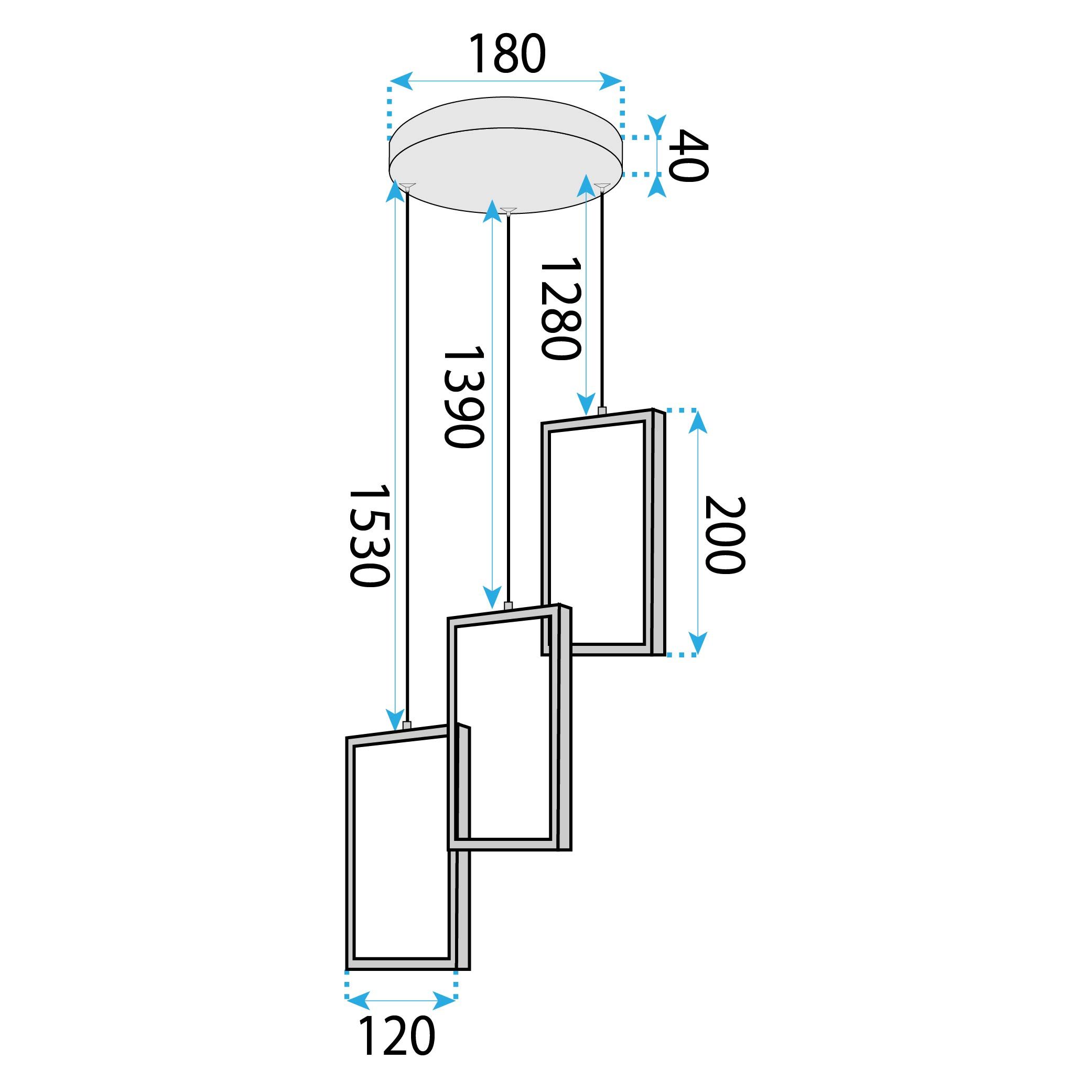 Toolight, LED závesné osvetlenie 18W, 3000K, 1500lm, LHJ087-3CP, čierna, OSW-50062