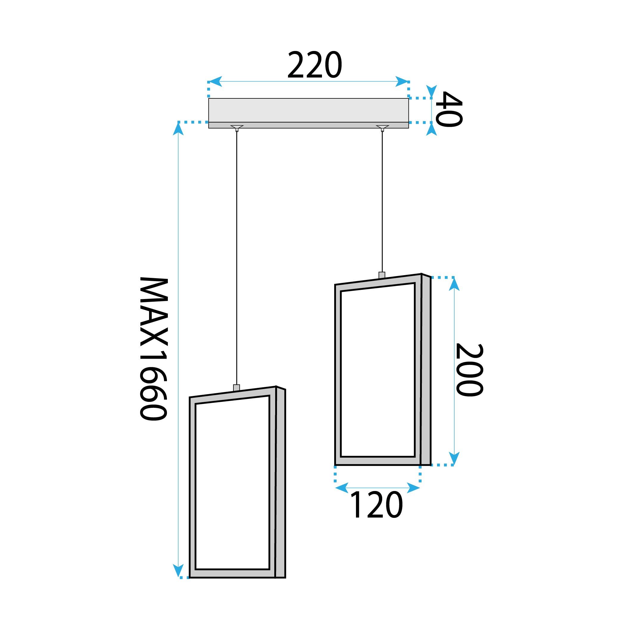 Toolight, LED závesné osvetlenie, 12W, 3000K, 3500lm, LHJ085-2CP, čierna, OSW-50059