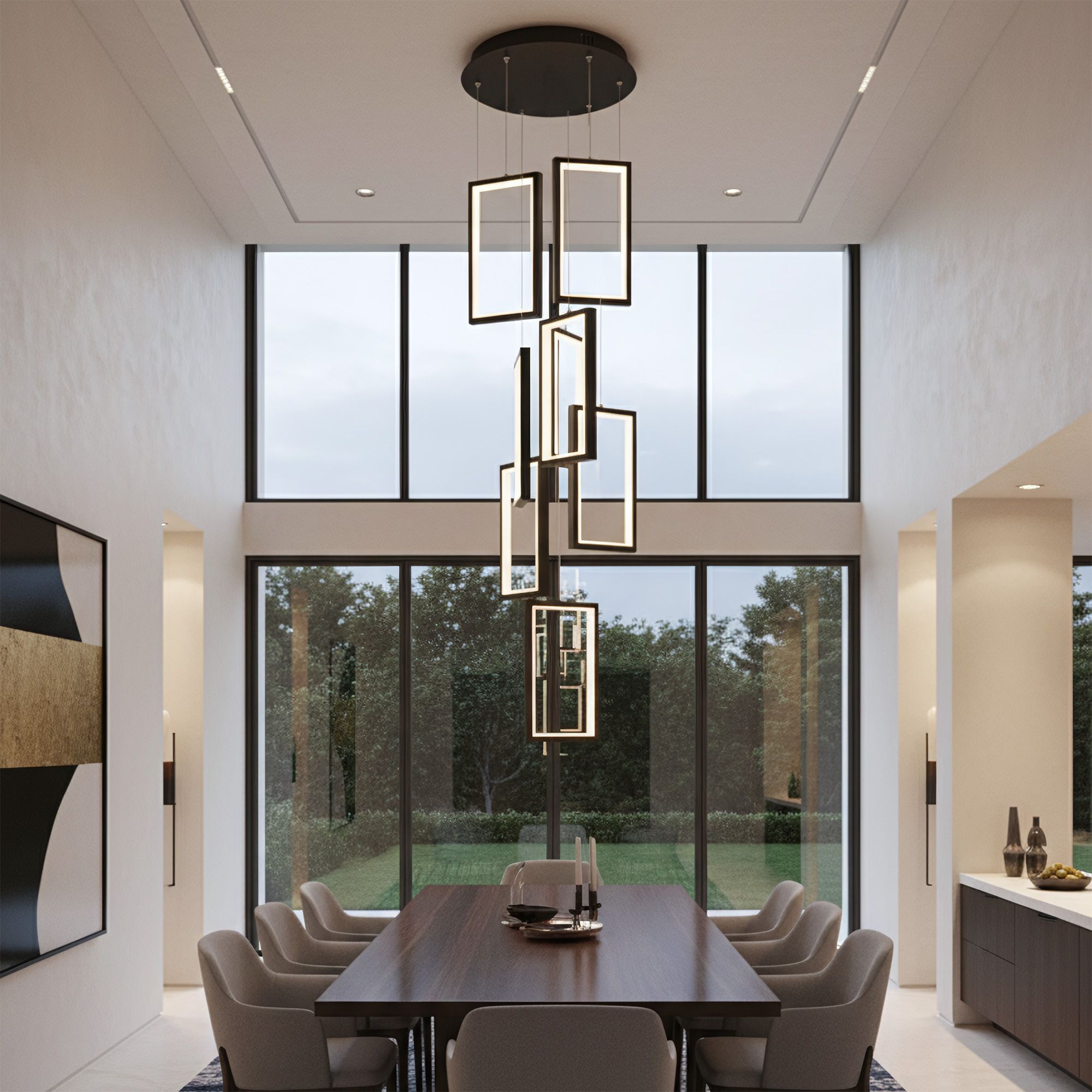 Toolight, LED závesné svietidlo 18W, 3000K, 1500lm, LHJ089-7CP, čierna, OSW-50064