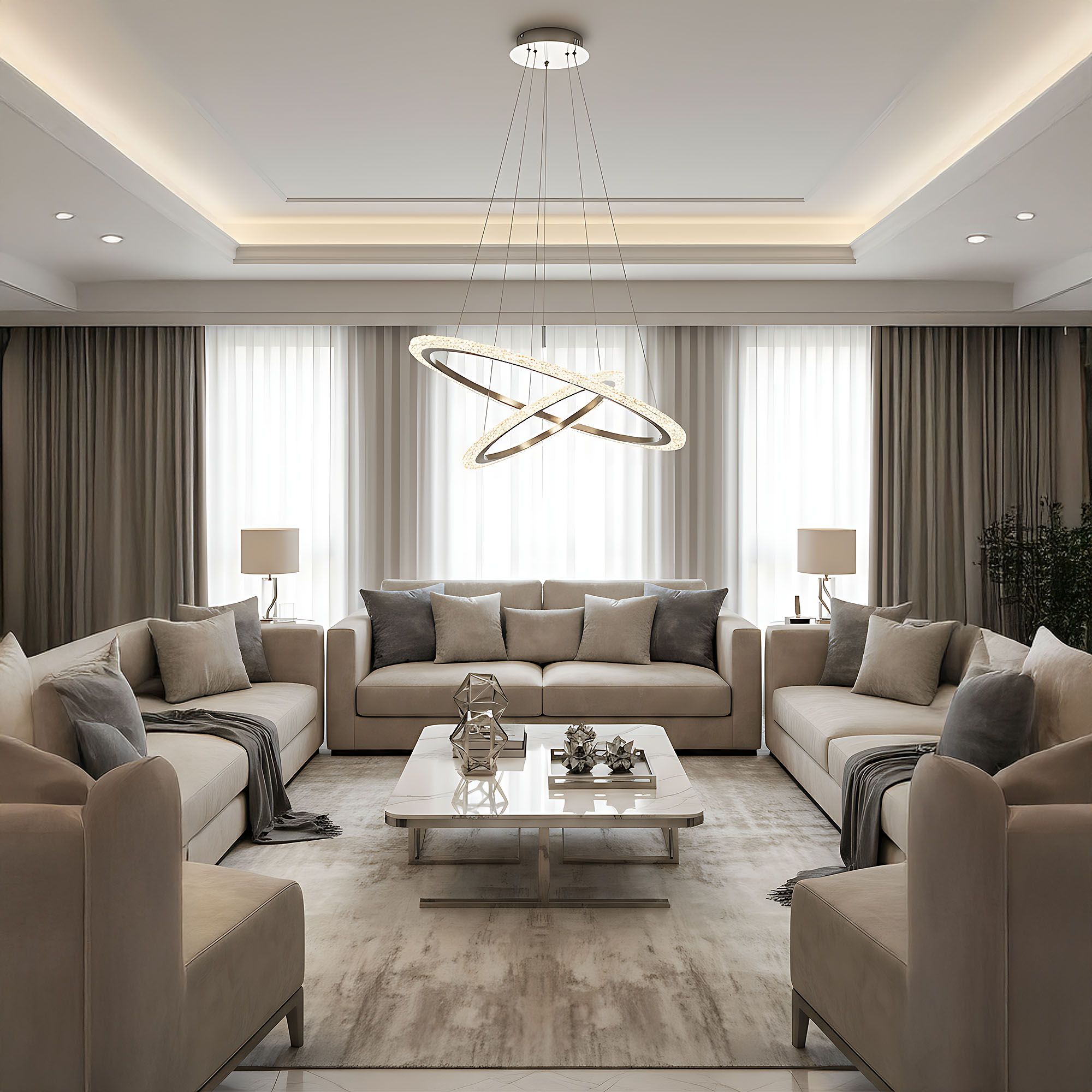 Toolight, LED závesné osvetlenie 60cm, 38W, 3500lm + diaľkové ovládanie, LHJ045-CP2, brúsená oceľ, OSW-50050