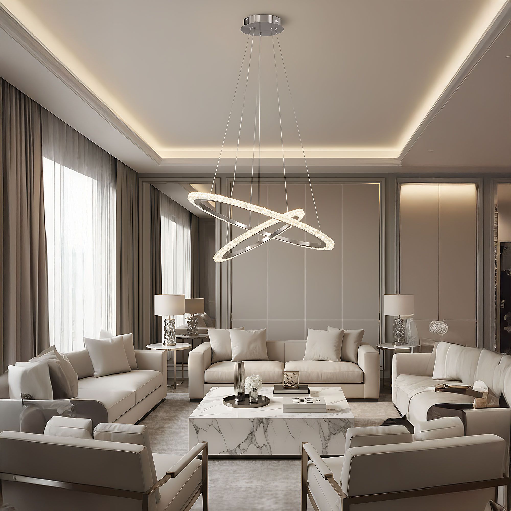 Toolight, LED závesné osvetlenie 60cm, 38W, 3500lm + diaľkové ovládanie, LHJ045-CP2, brúsená oceľ, OSW-50050