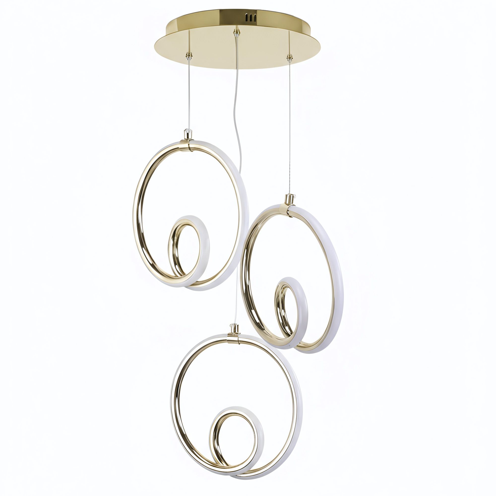 Toolight, LED závesné svietidlo 32W, 3000K, 2500lm, LHJ095-3CP, biela-zlatá lesklá, OSW-50068