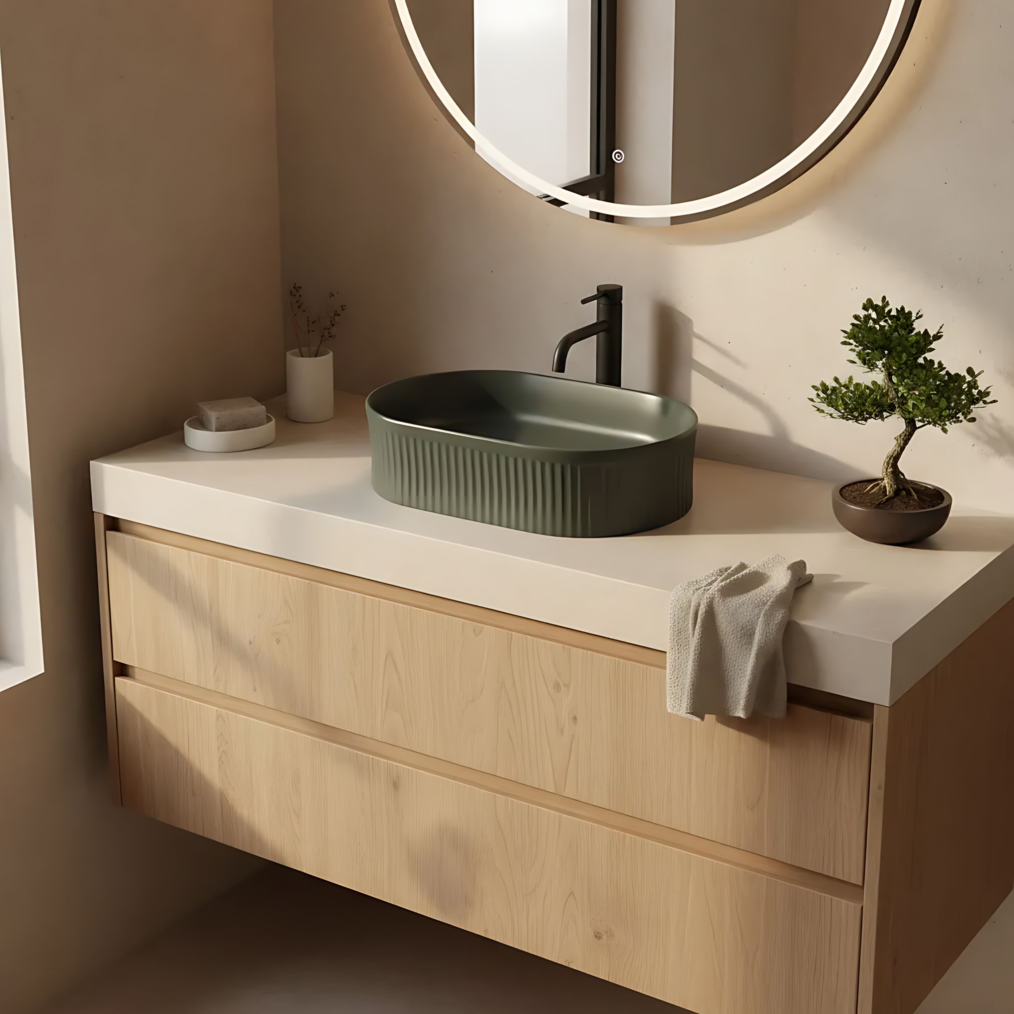 Rea Vanda, umývadlo na dosku 490x310x130 mm, tmavá zelená, REA-U3611