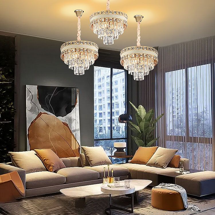 Toolight, LED krištáľové svietidlo 40cm, 5xE14, G047-CP, zlatá, OSW-08940