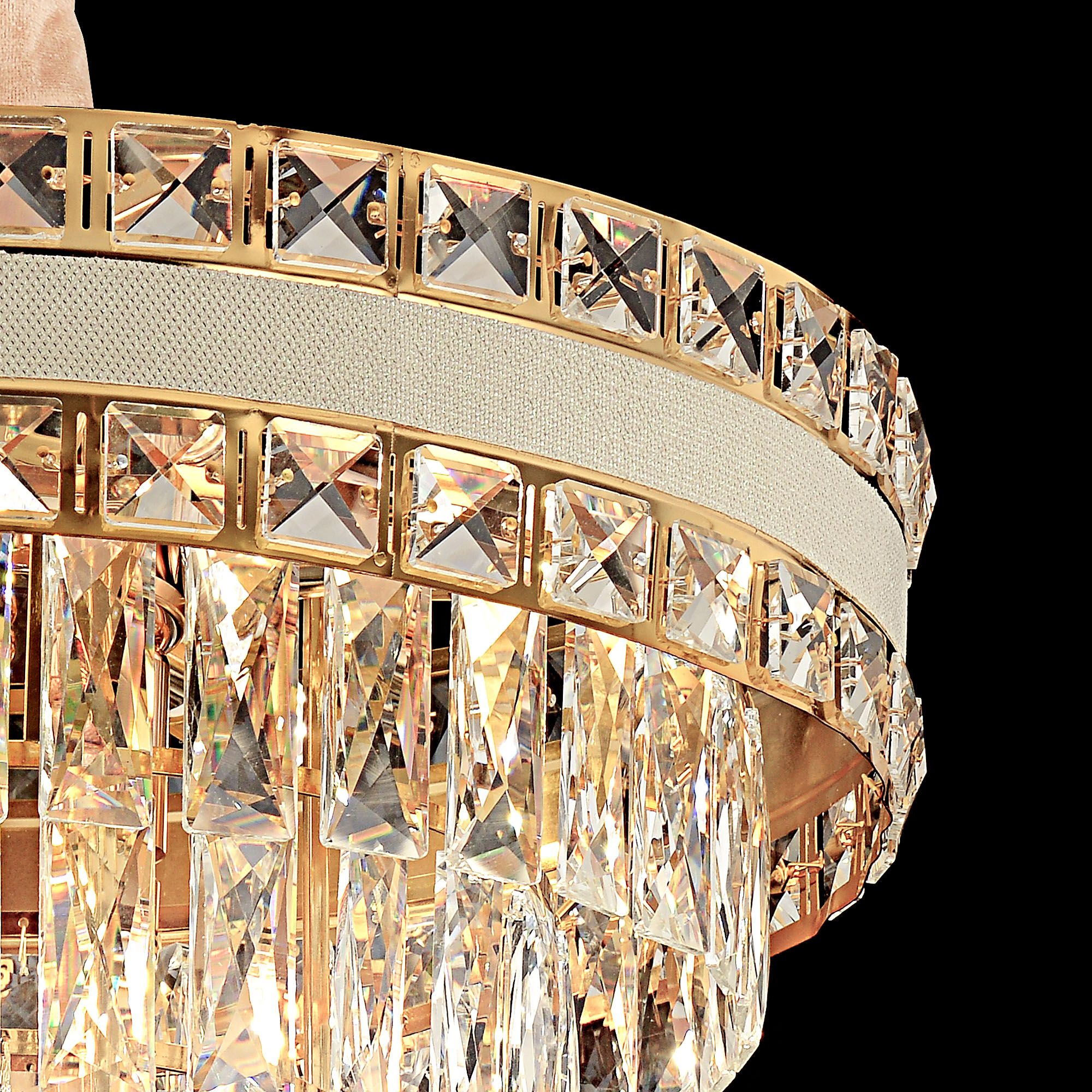 Toolight, LED krištáľové svietidlo 40cm, 5xE14, G047-CP, zlatá, OSW-08940