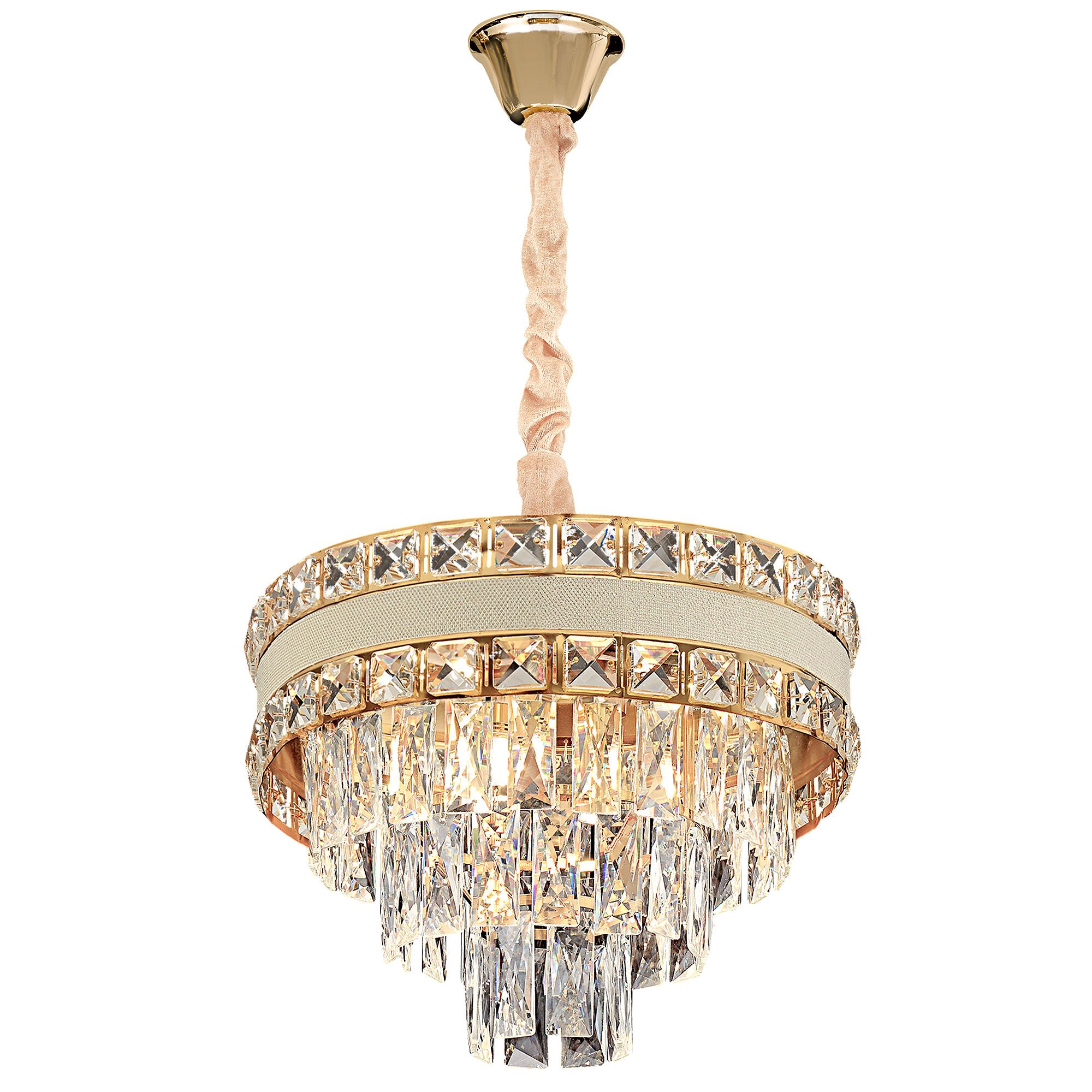 Toolight, LED krištáľové svietidlo 40cm, 5xE14, G047-CP, zlatá, OSW-08940