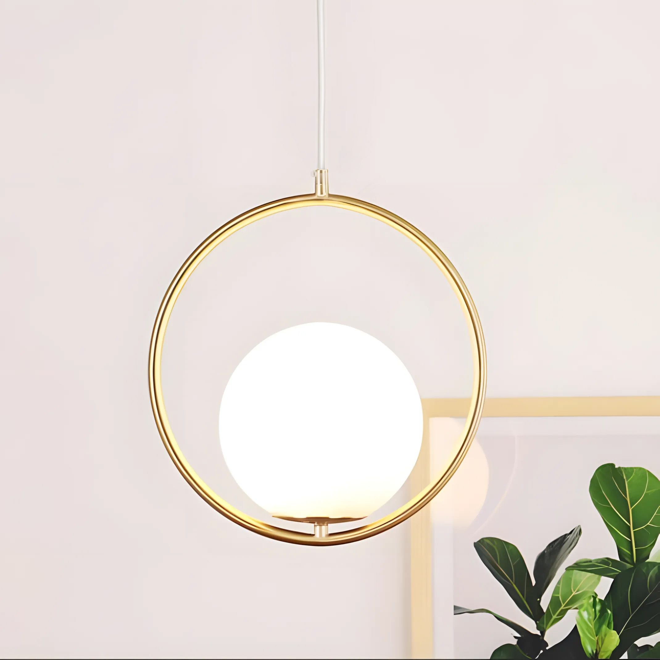 Toolight, stropná lampa visiaca sklenená guľa z bieleho zlata G109-1W Gold, OSW-09734