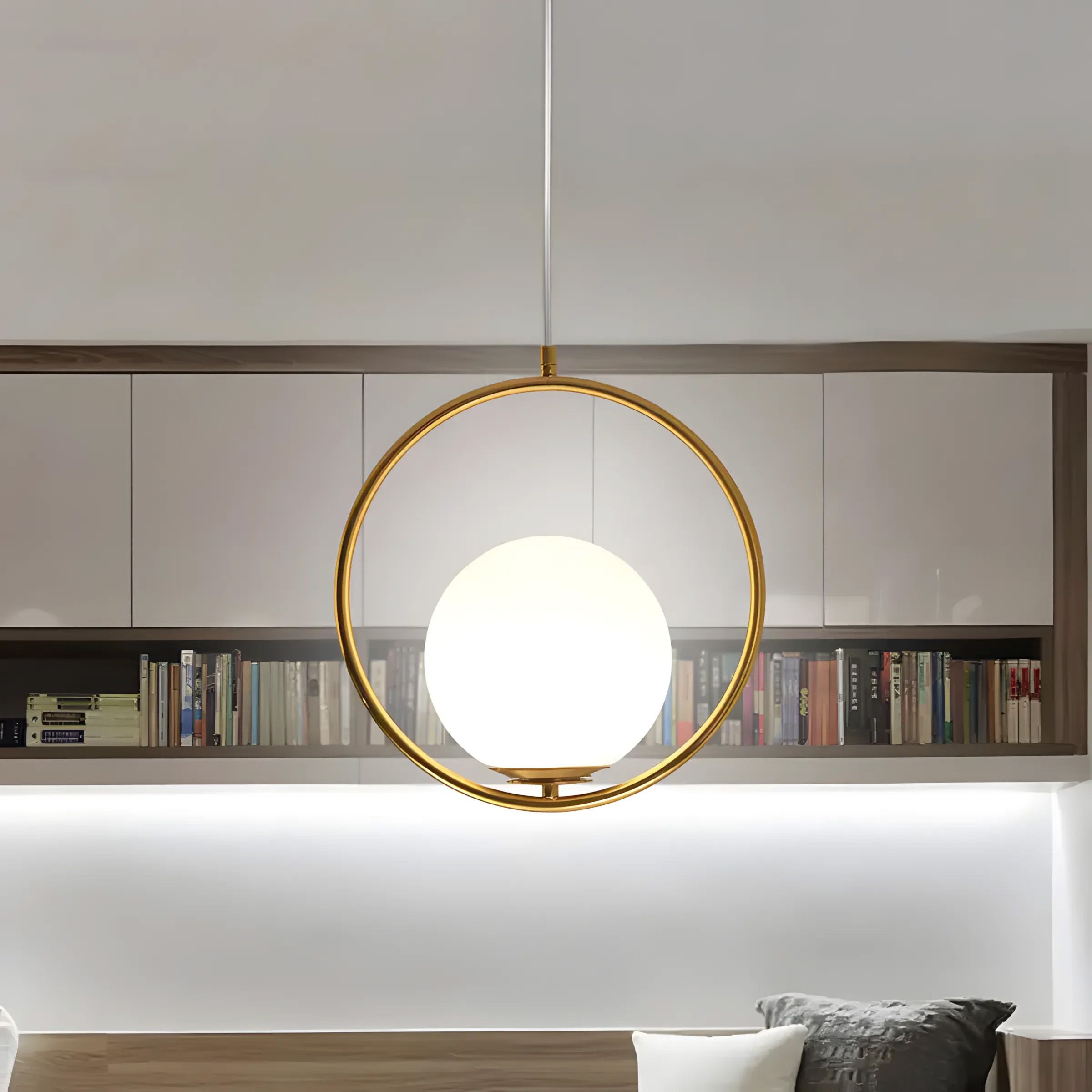 Toolight, stropná lampa visiaca sklenená guľa z bieleho zlata G109-1W Gold, OSW-09734