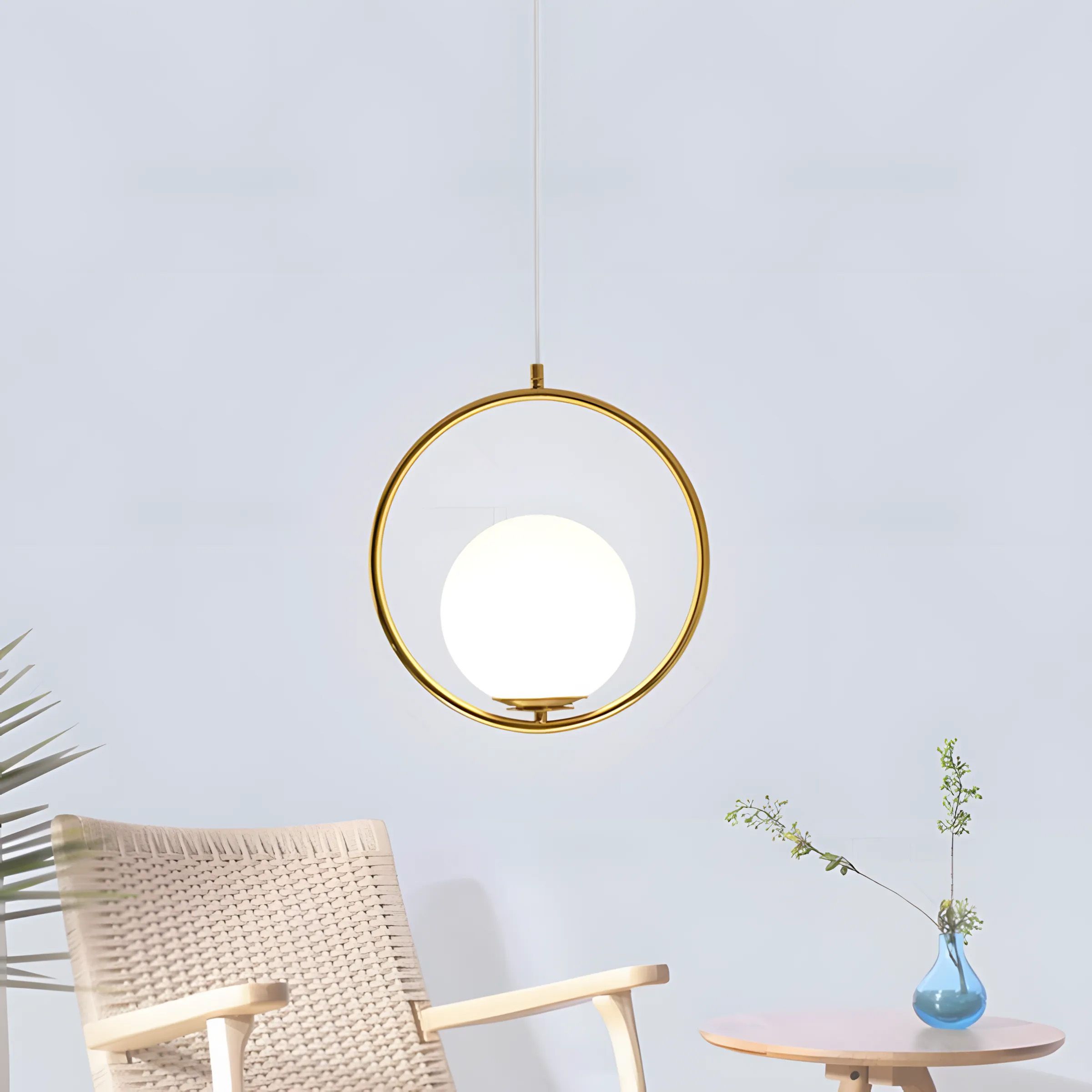 Toolight, stropná lampa visiaca sklenená guľa z bieleho zlata G109-1W Gold, OSW-09734