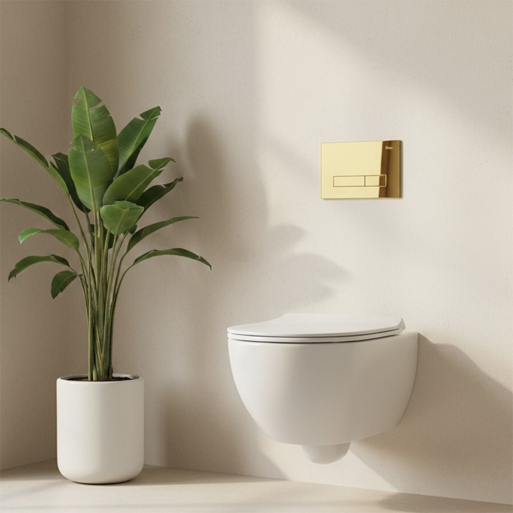 Rea, podomietkový WC systém K011A-Q + tlačidlá HD, zlatá matná, KPL-E9560
