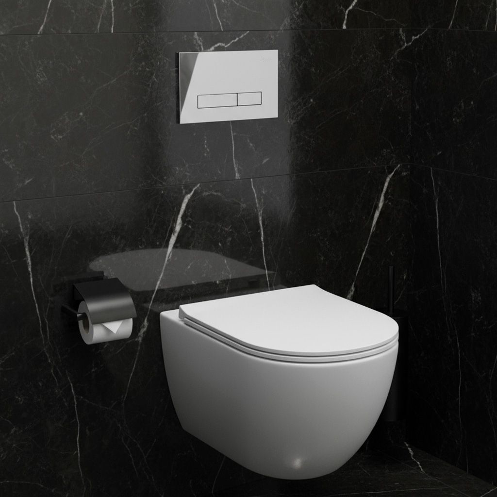Rea, podomietkový WC systém K011A-Q + chrómové splachovacie tlačidlo typ HD, KPL-E9561