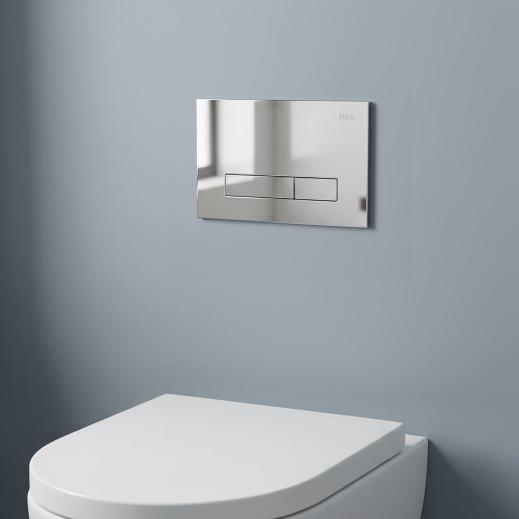 Rea, podomietkový WC systém K011A-Q + chrómové splachovacie tlačidlo typ HD, KPL-E9561
