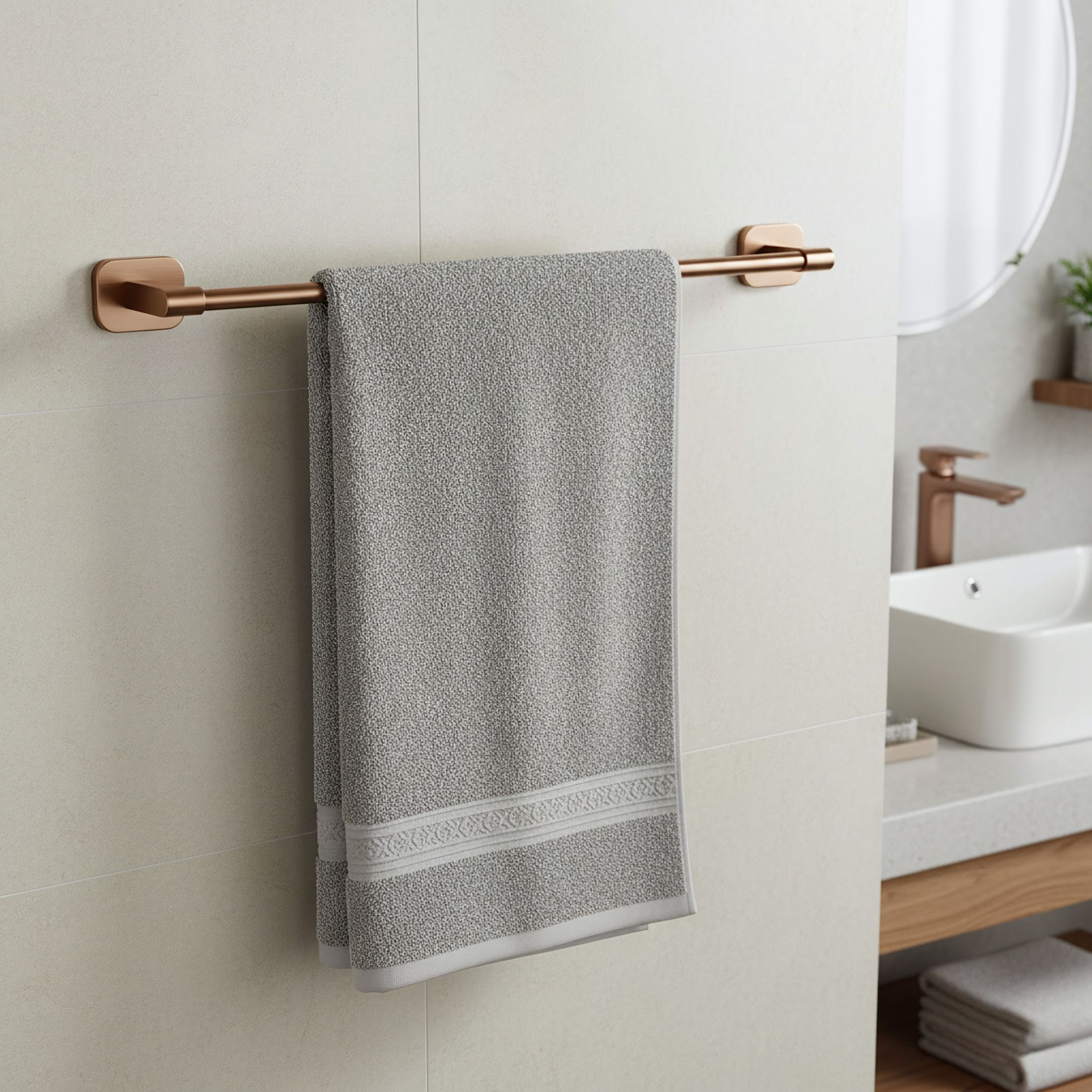 Rea Nico, kúpeľňový vešiak 64 cm, medená matná, REA-88014