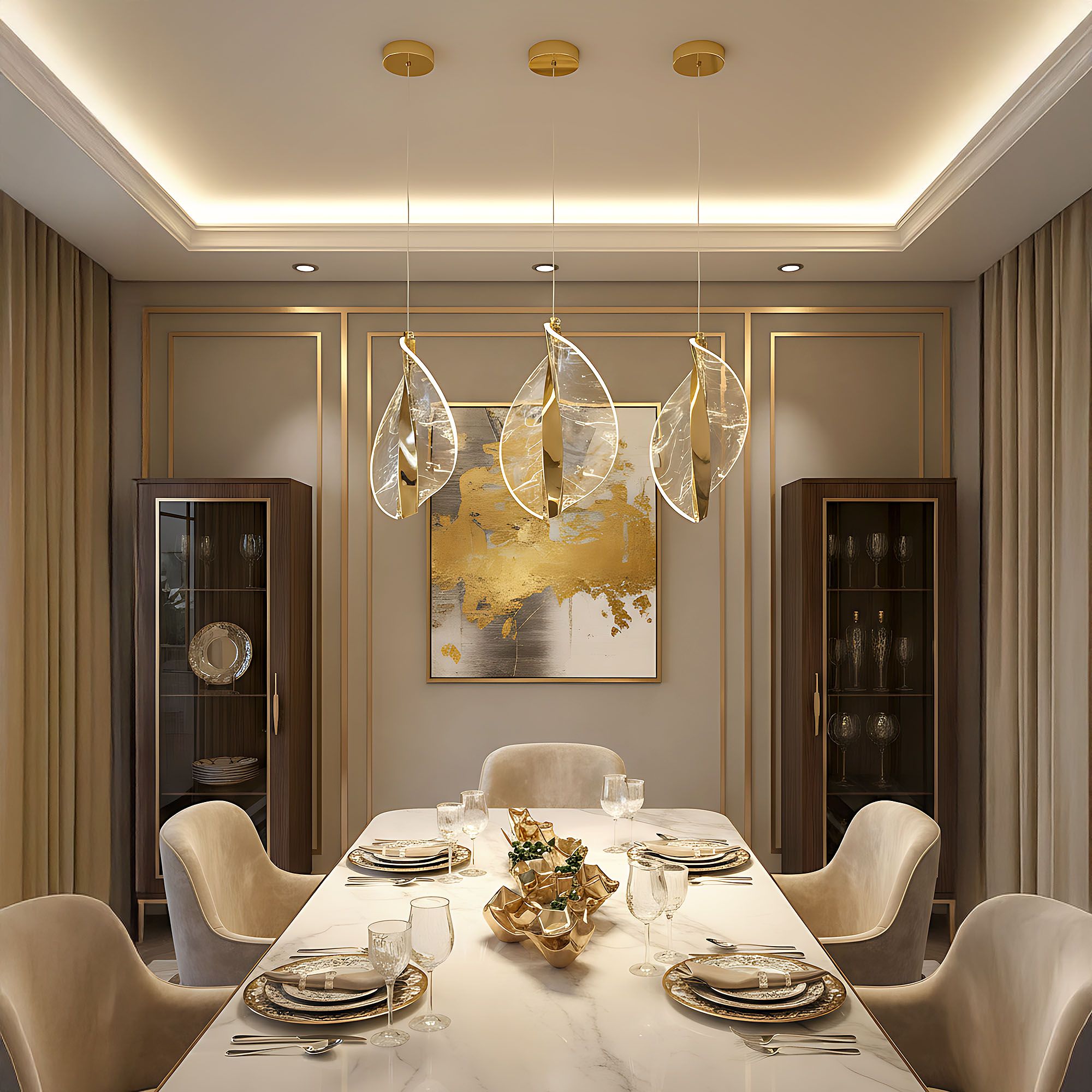 Toolight, LED závesné svietidlo 7W, 4000K, 500lm, G129-CP, zlatá, OSW-02603