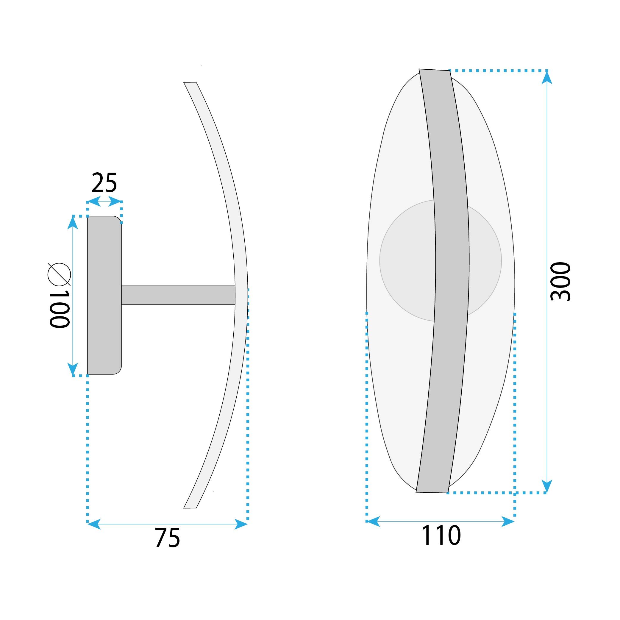 Toolight, LED nástenné svietidlo 8W, 4000K, 1000lm, G130-W, zlatá, OSW-02604