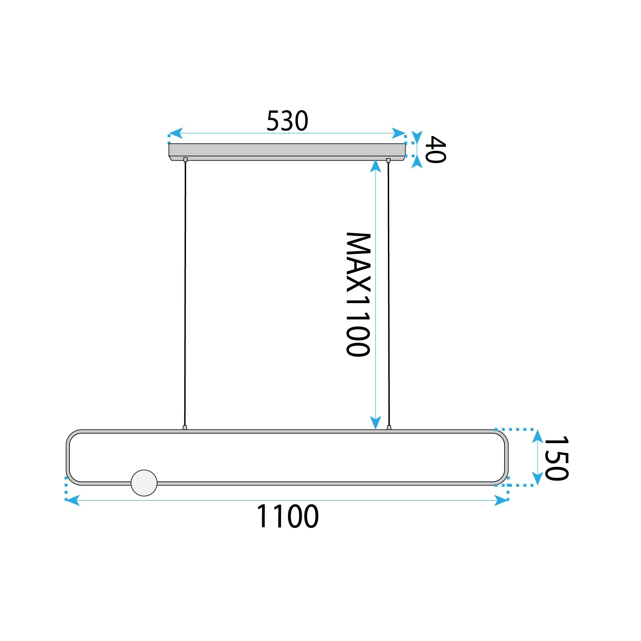 Toolight, LED závesné osvetlenie, 35W, 4000K, 1500lm, G123-CP, čierna-biela, OSW-02615