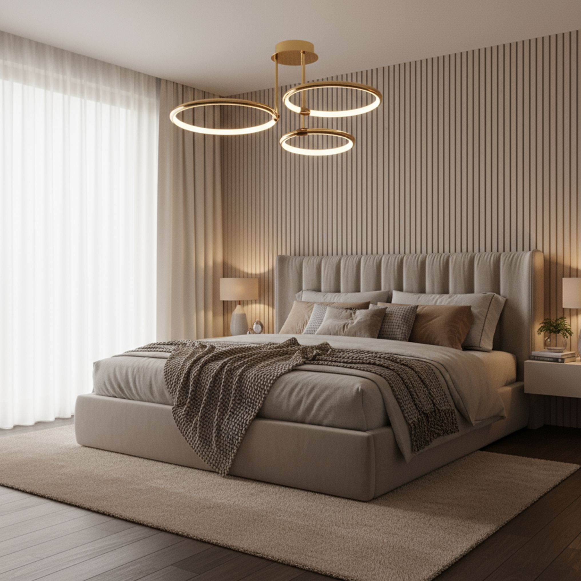 Toolight, LED stropné svietidlo 46W, 4000K, G122-3C, zlatá lesklá, OSW-02614