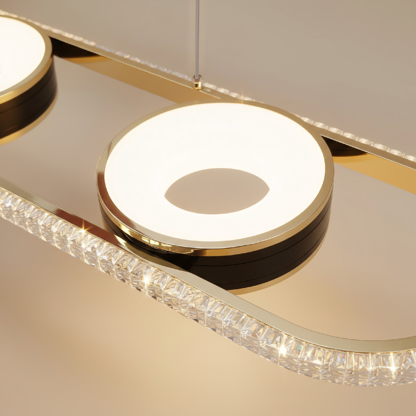 Toolight, stropné svietidlo 95cm, 200W, 5000lm, G135-CP, zlatá, OSW-02611
