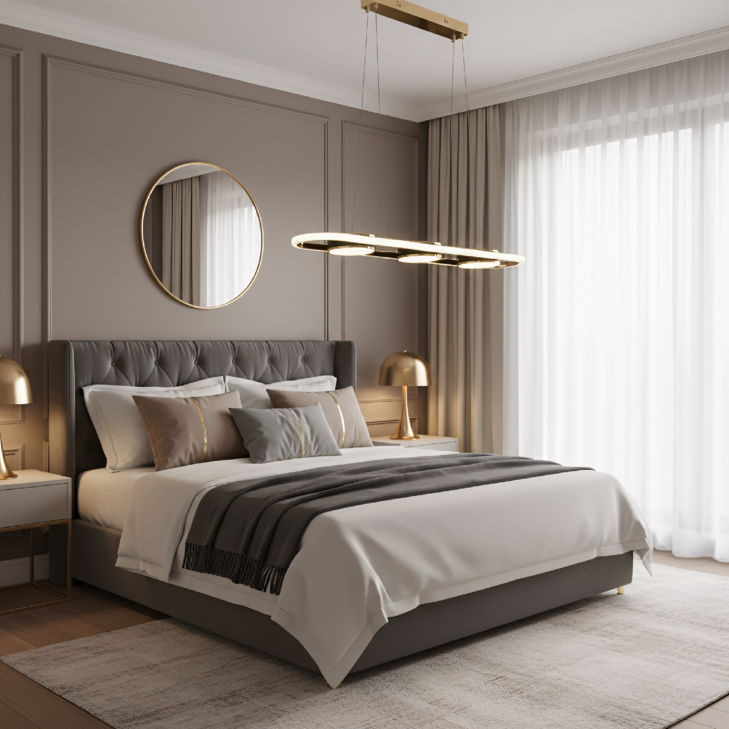 Toolight, stropné svietidlo 95cm, 200W, 5000lm, G135-CP, zlatá, OSW-02611