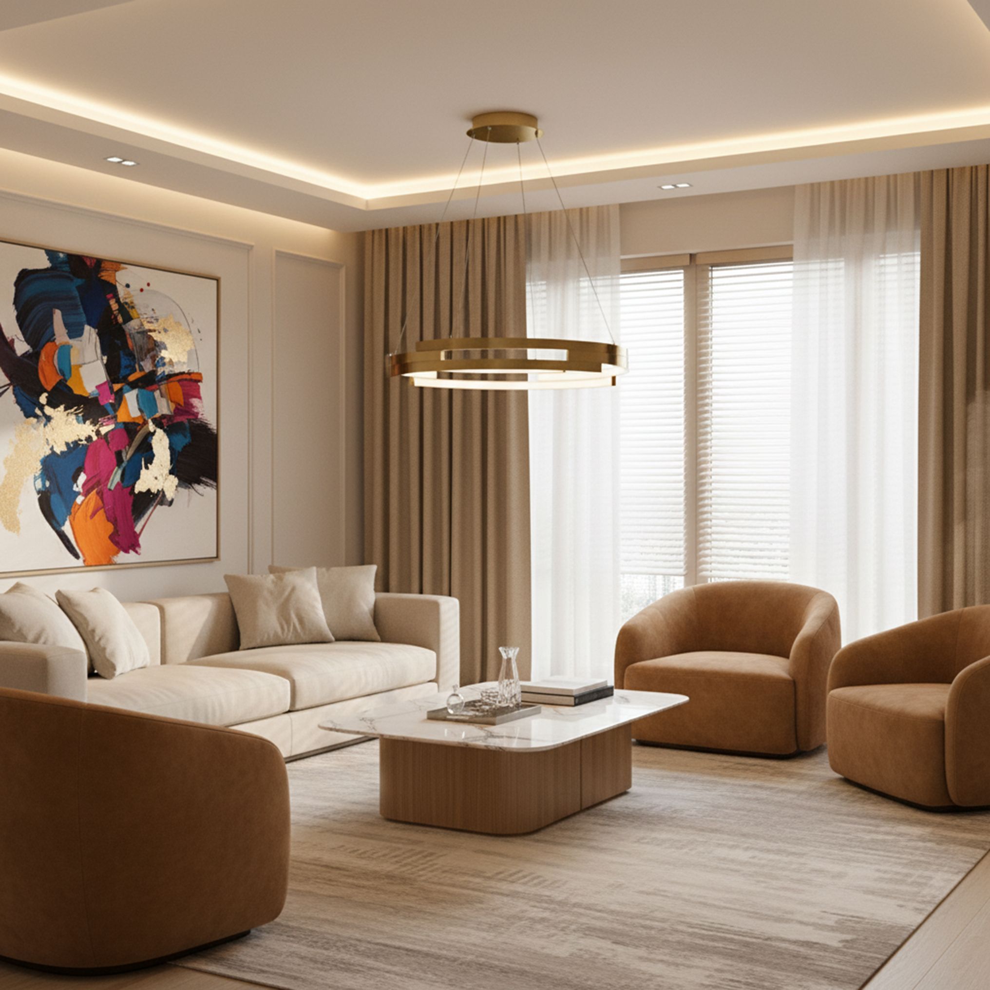 Toolight, LED stropné svietidlo 50cm, 60W, 4000K, 4500lm, G127-CP, zlatá, OSW-02619