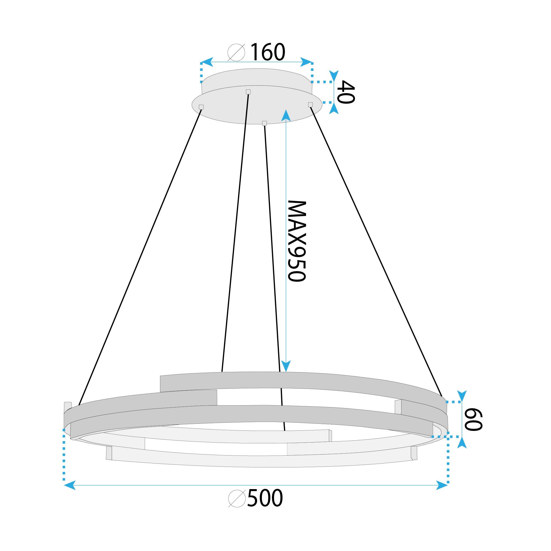 Toolight, LED stropné svietidlo 50cm, 60W, 4000K, 4500lm, G127-CP, zlatá, OSW-02619