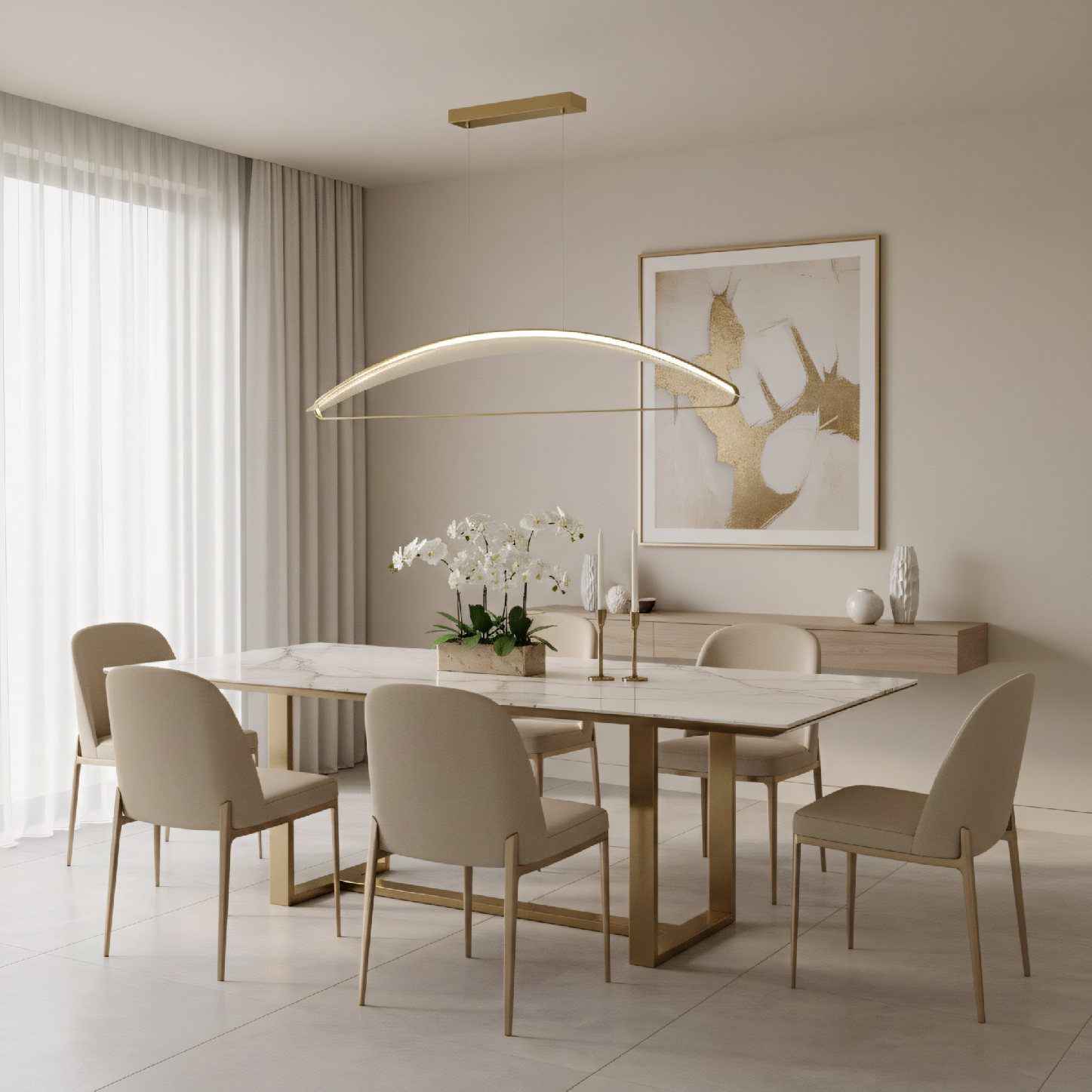 Toolight, stropné svietidlo 100cm, 50W, 4000K, 3500lm, G124-CP, zlatá, OSW-02616