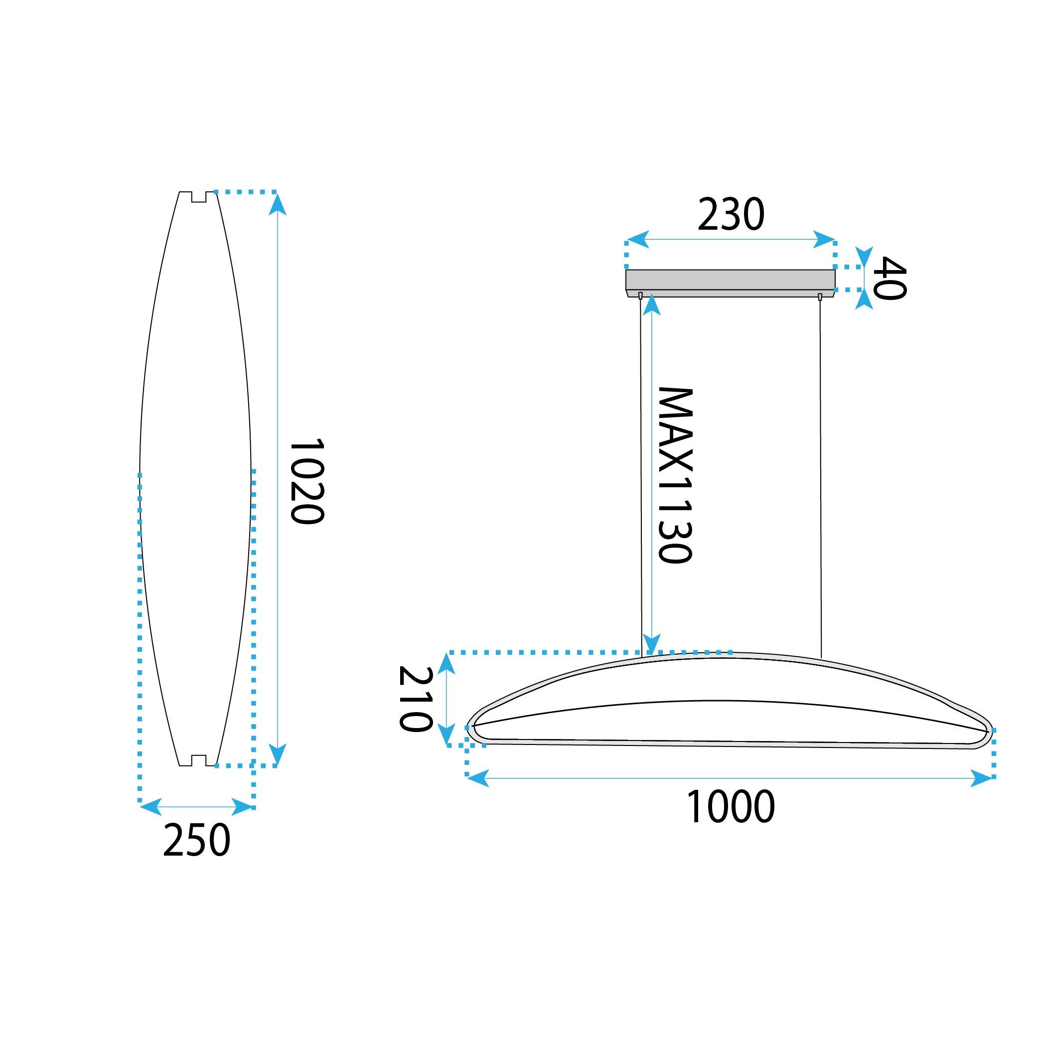 Toolight, stropné svietidlo 100cm, 50W, 4000K, 3500lm, G124-CP, zlatá, OSW-02616