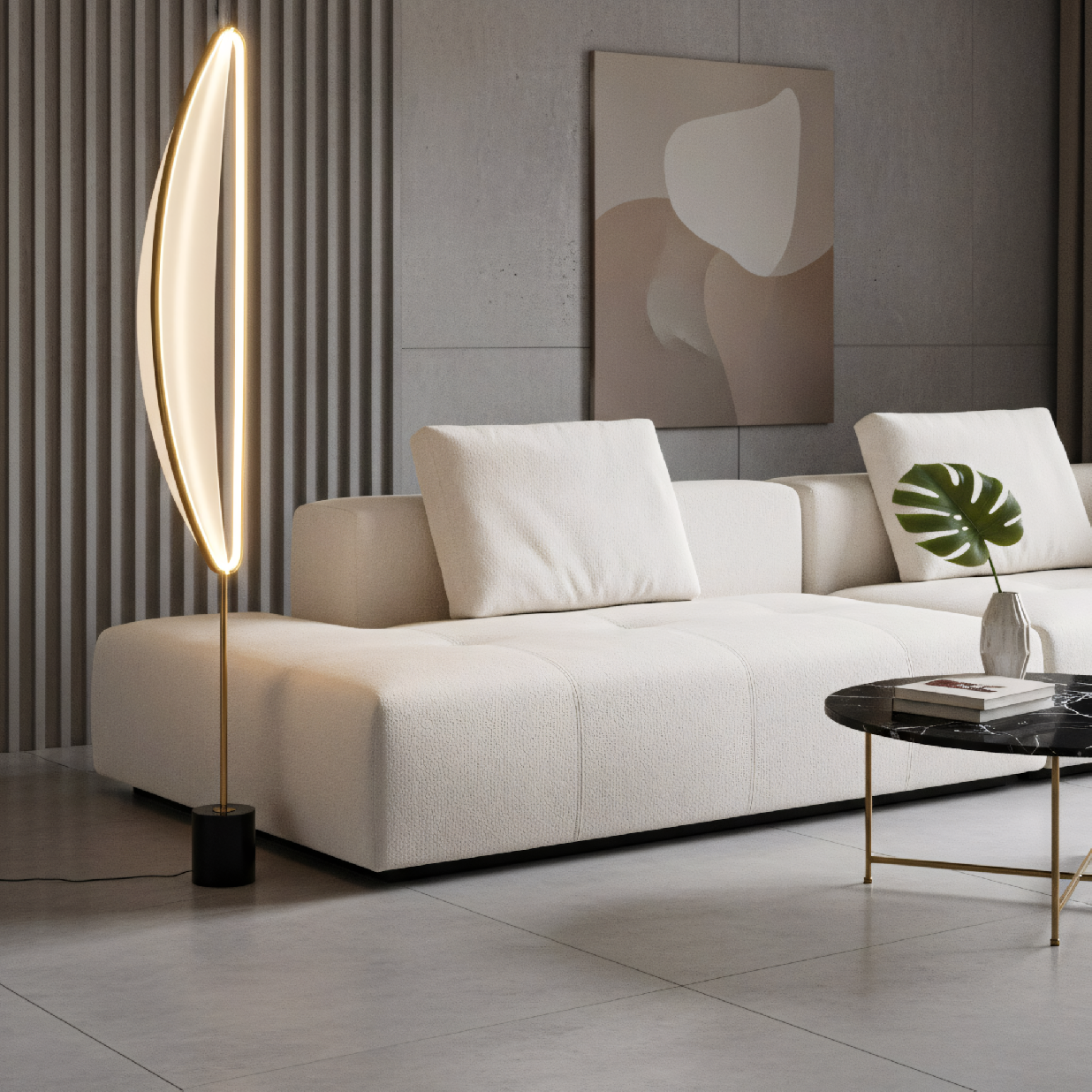 Toolight, LED voľne stojaca lampa 159cm, 42W, 4000K, 3000lm, G126-F, čierna-zlatá, OSW-02618